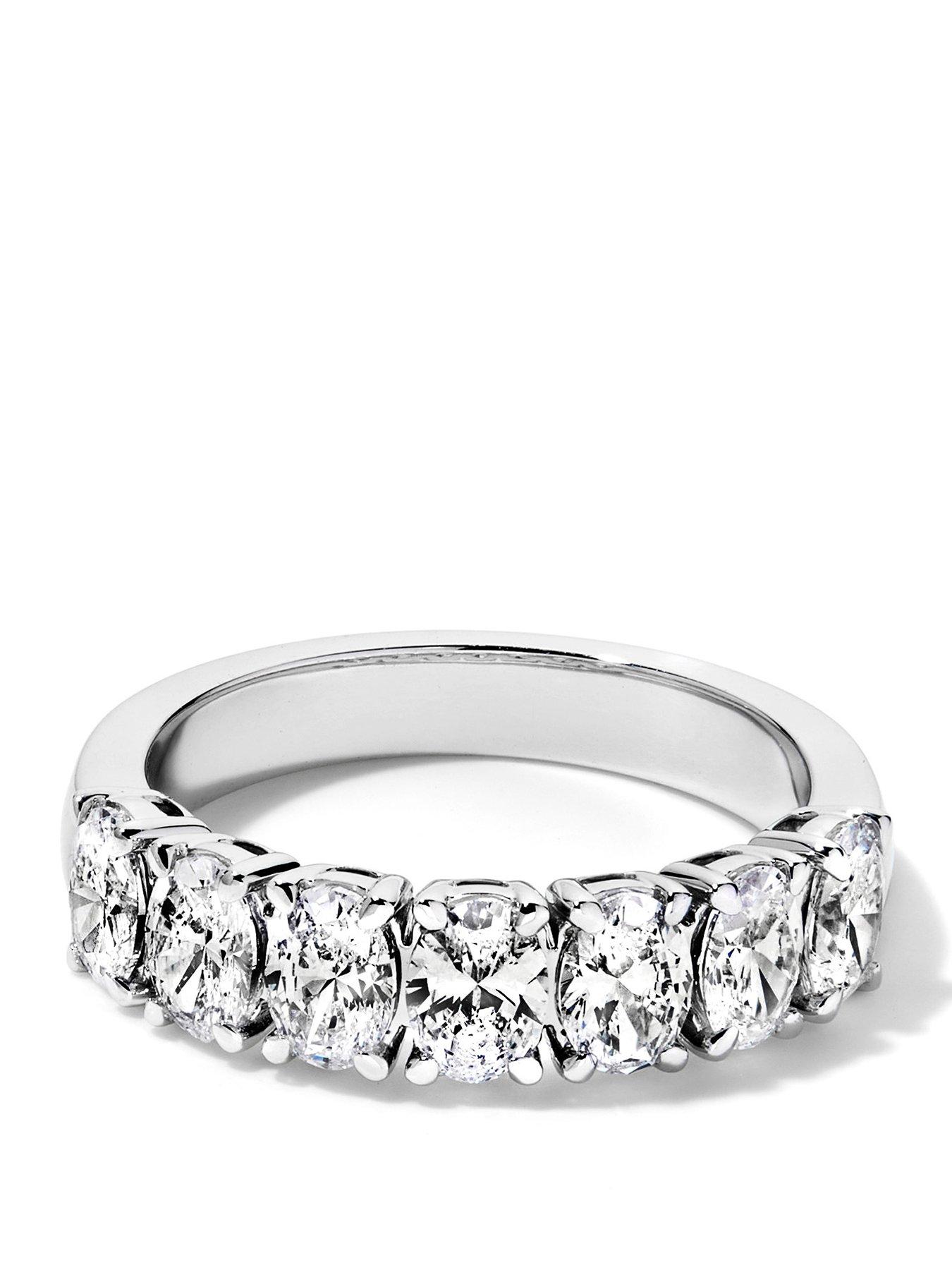 Created Brilliance Carmen 9ct White Gold 1.69ct tw. Lab Grown Diamond Oval Seven Stone Eternity Band Ring