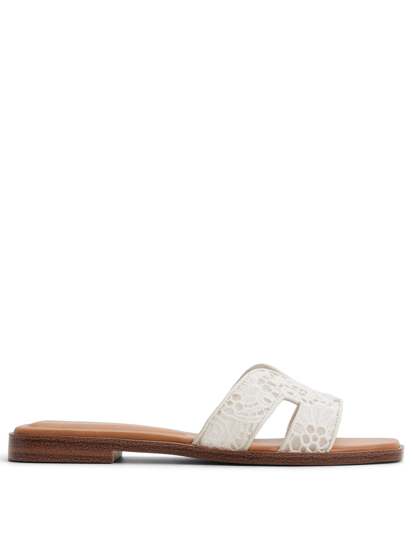 Image 2 of 5 of Aldo Itsandal Textile Flat Sandals - White/bone