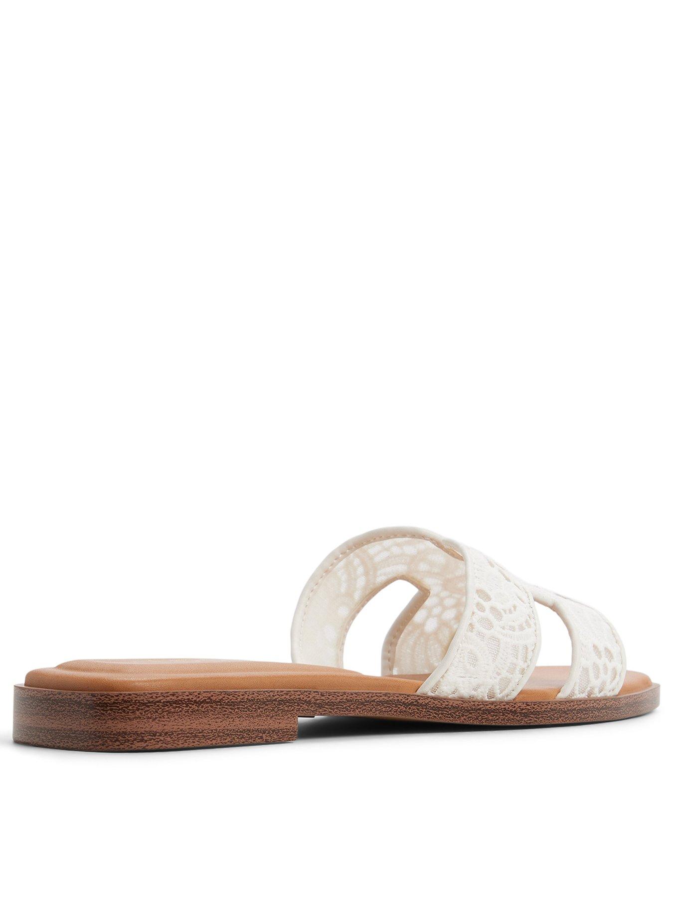 Image 3 of 5 of Aldo Itsandal Textile Flat Sandals - White/bone