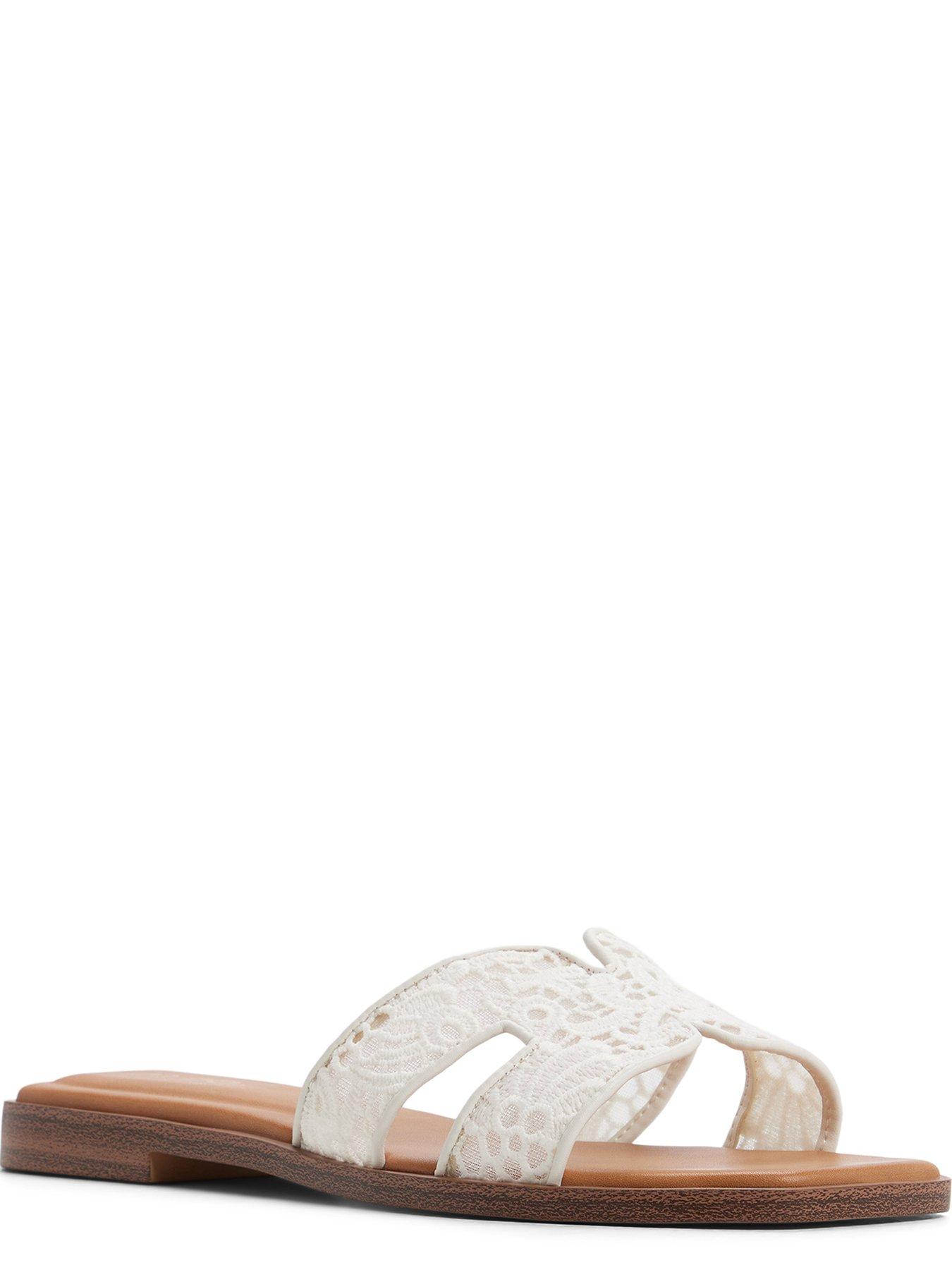 Image 4 of 5 of Aldo Itsandal Textile Flat Sandals - White/bone