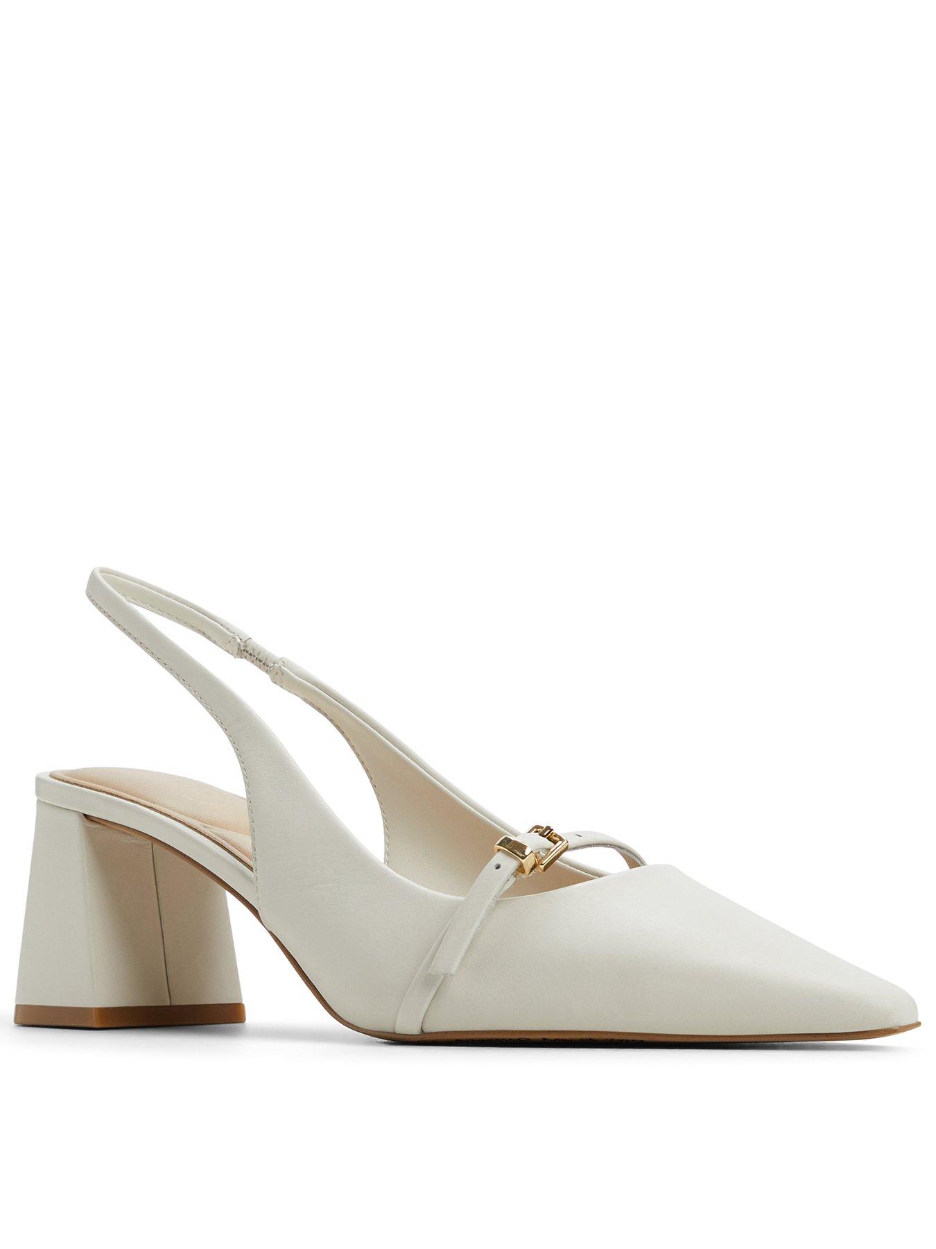 Image 1 of 5 of Aldo Skepper Leather Heeled Shoes - White/bone