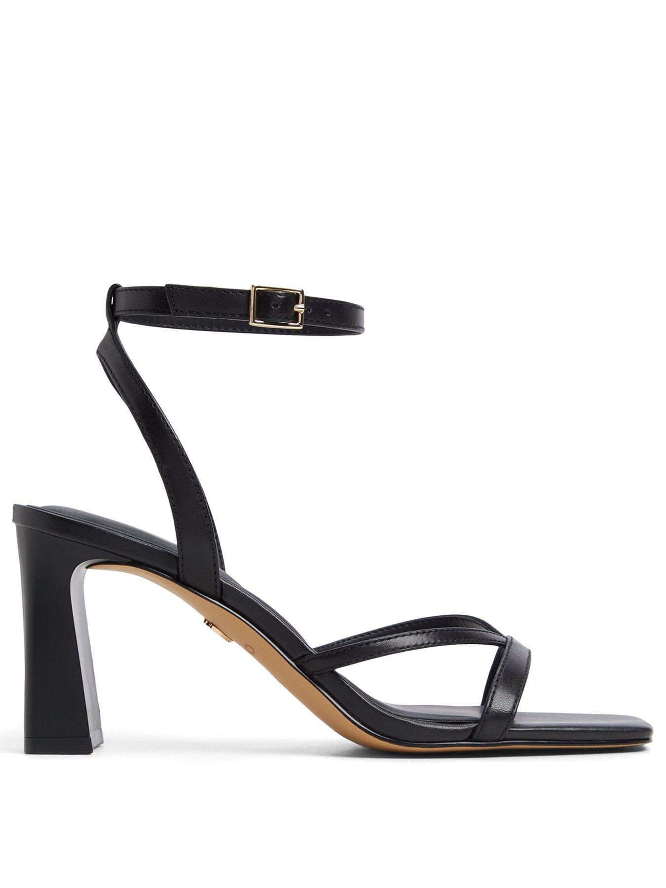 Image 2 of 5 of Aldo Stellare Leather Heeled Sandals - Black