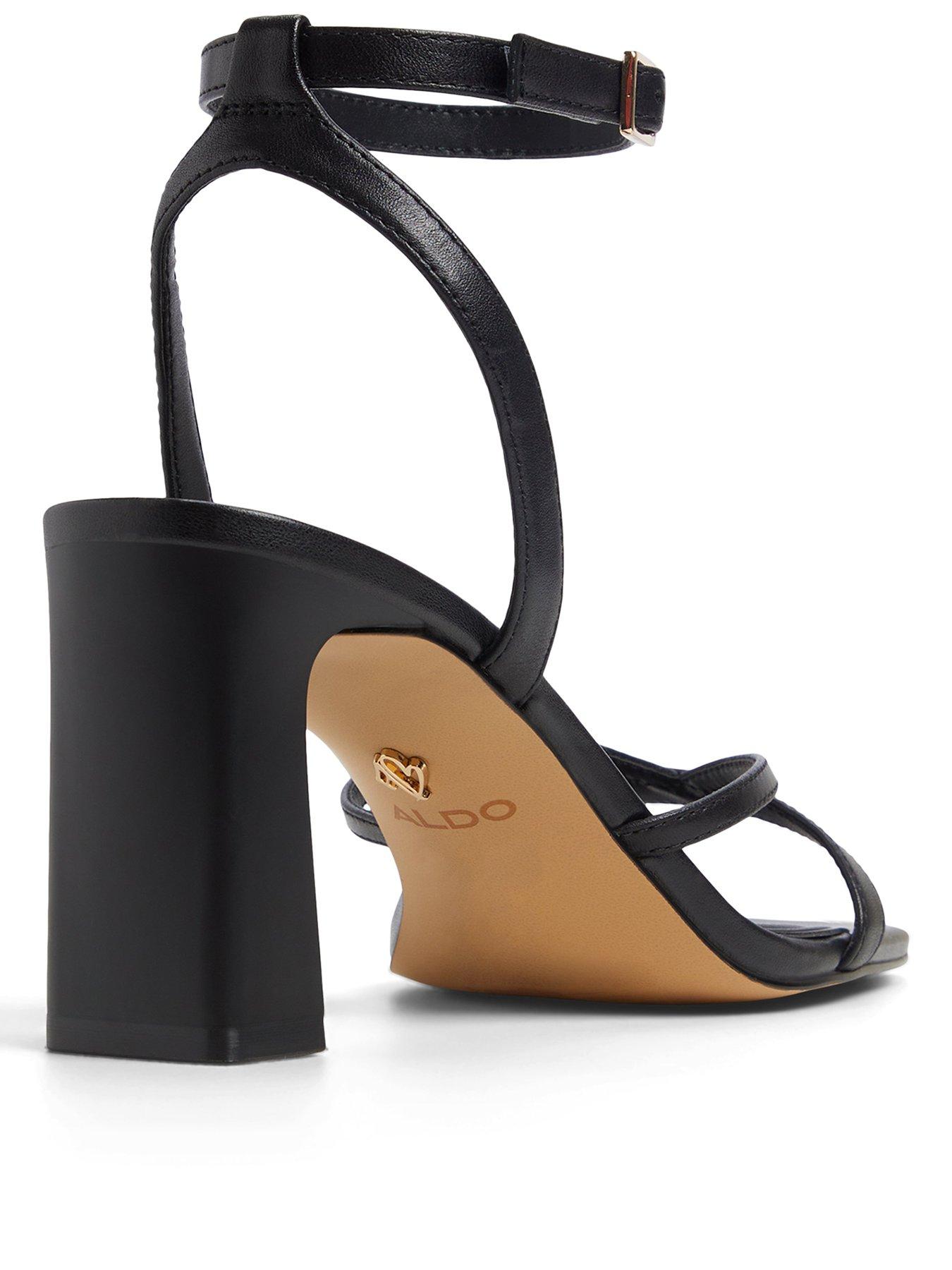 Image 3 of 5 of Aldo Stellare Leather Heeled Sandals - Black