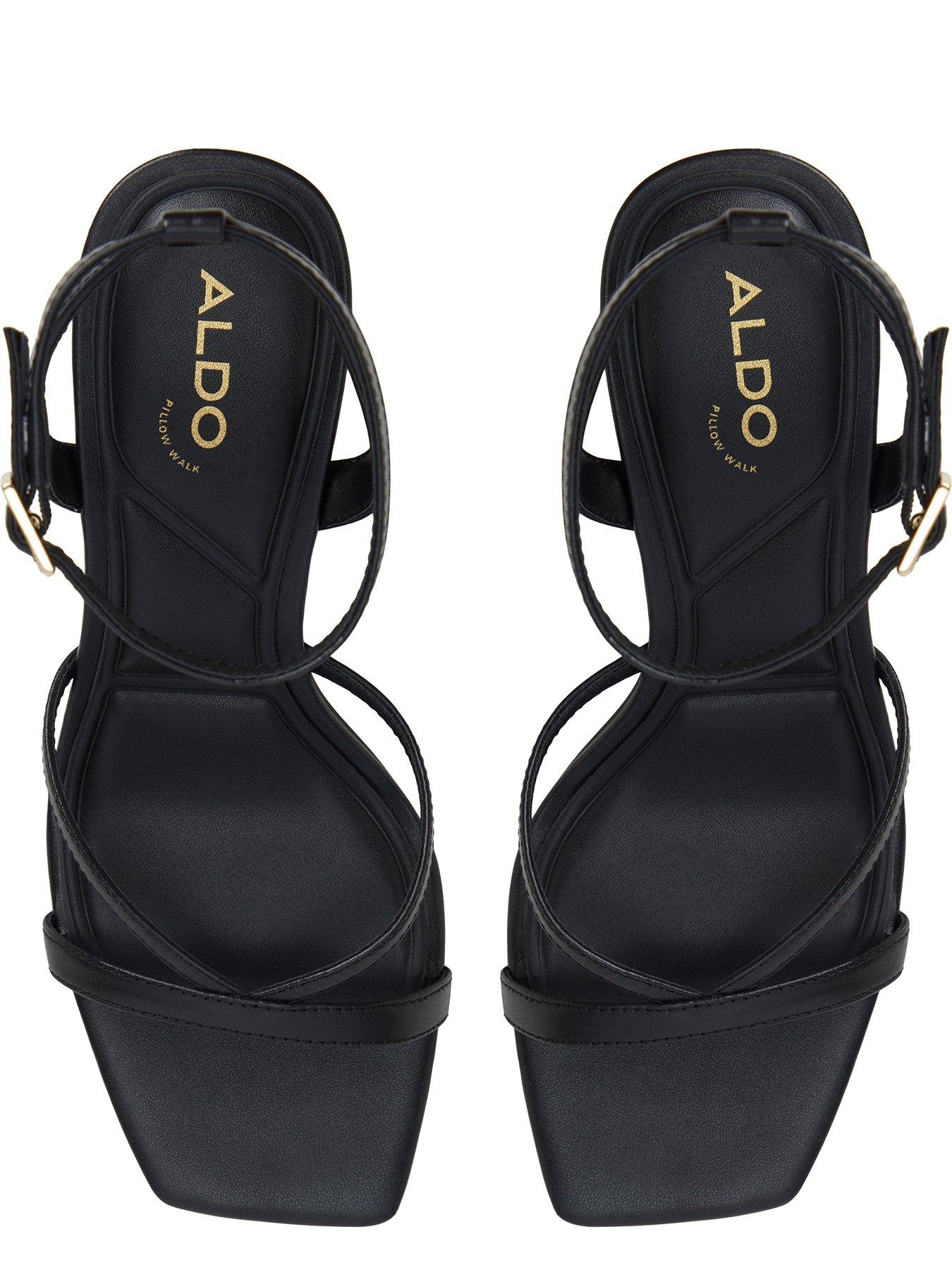 Image 4 of 5 of Aldo Stellare Leather Heeled Sandals - Black