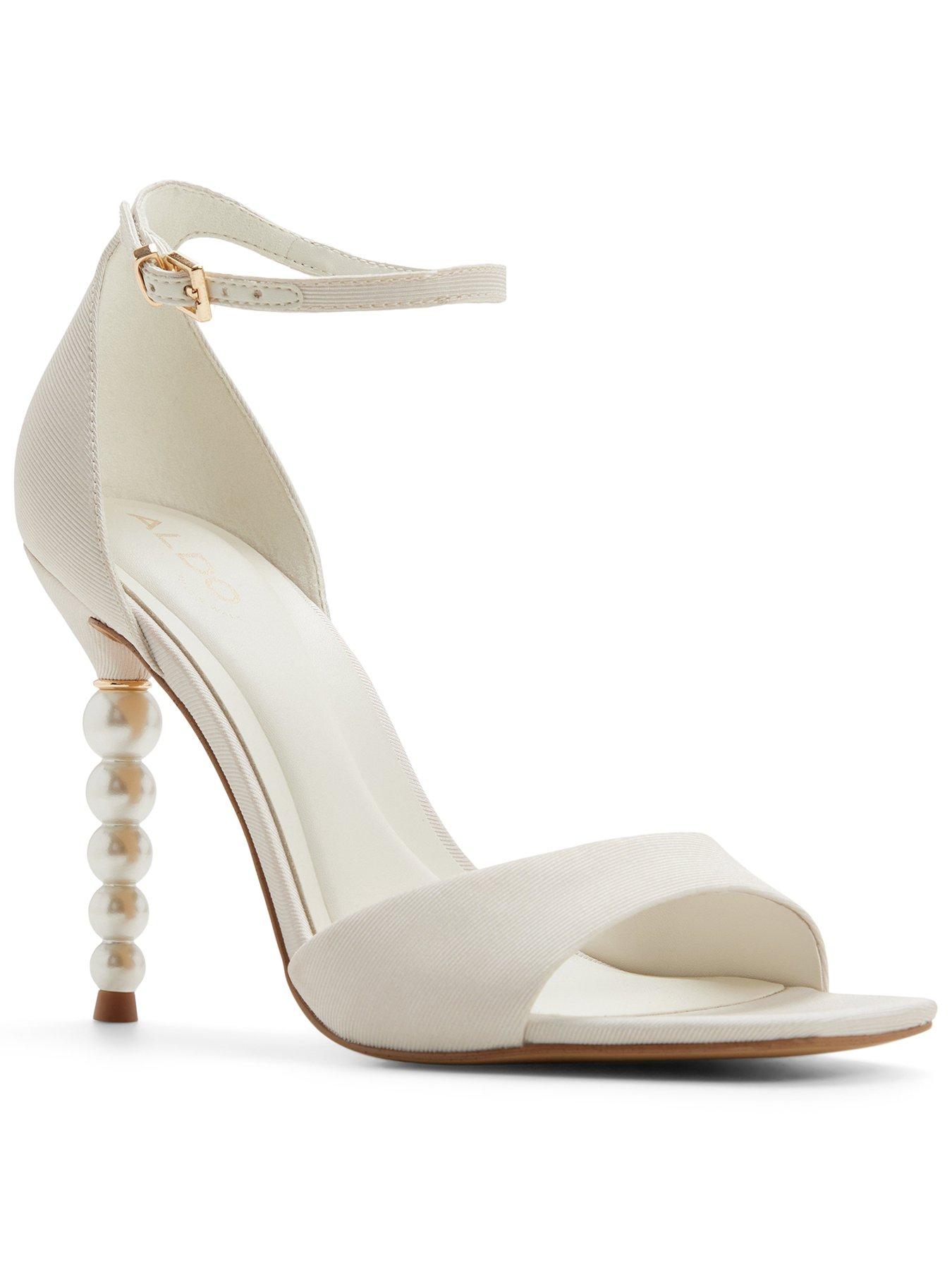 Image 1 of 5 of Aldo Pearletta Textile Heeled Sandals - White/bone