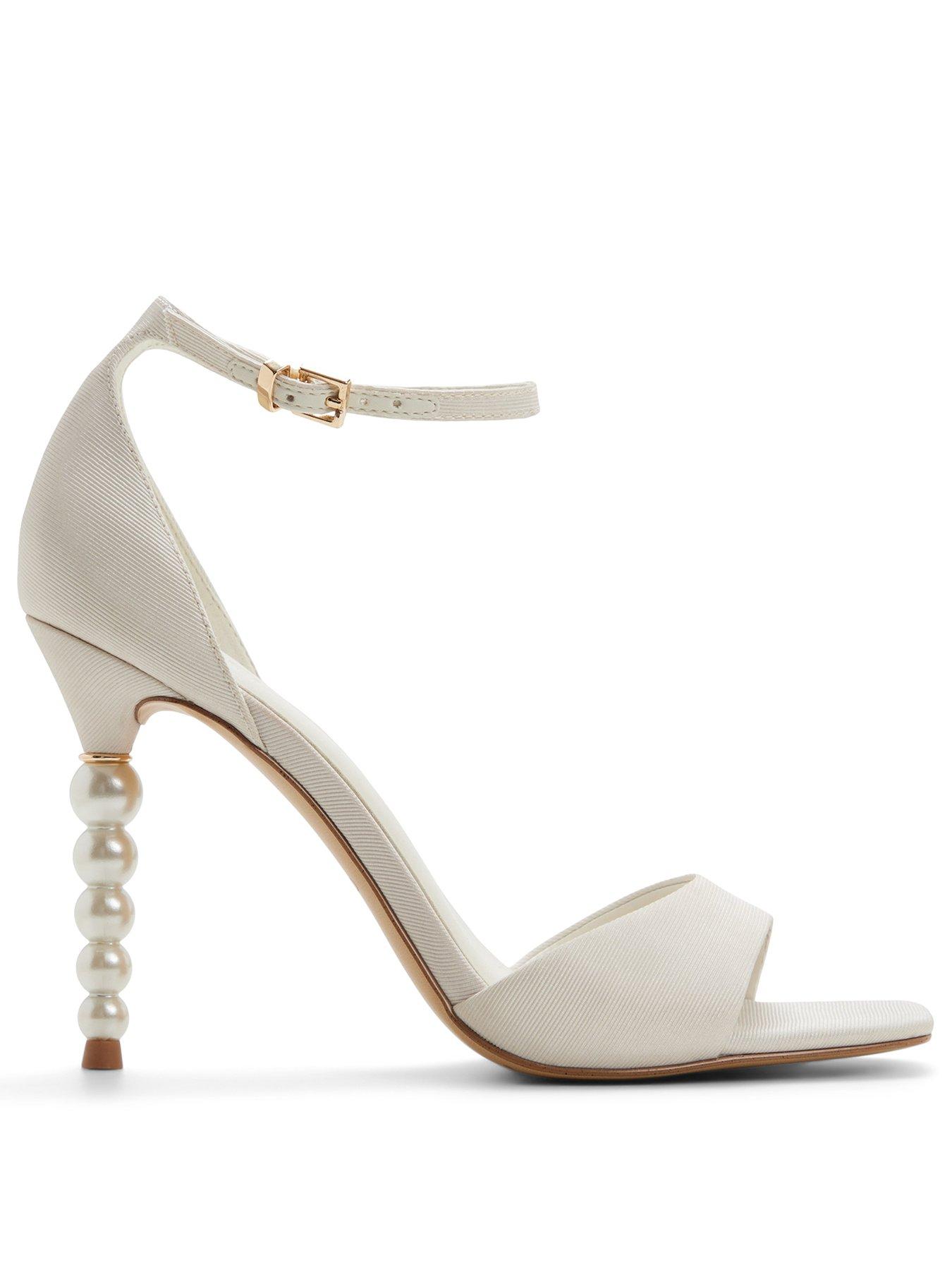 Image 2 of 5 of Aldo Pearletta Textile Heeled Sandals - White/bone