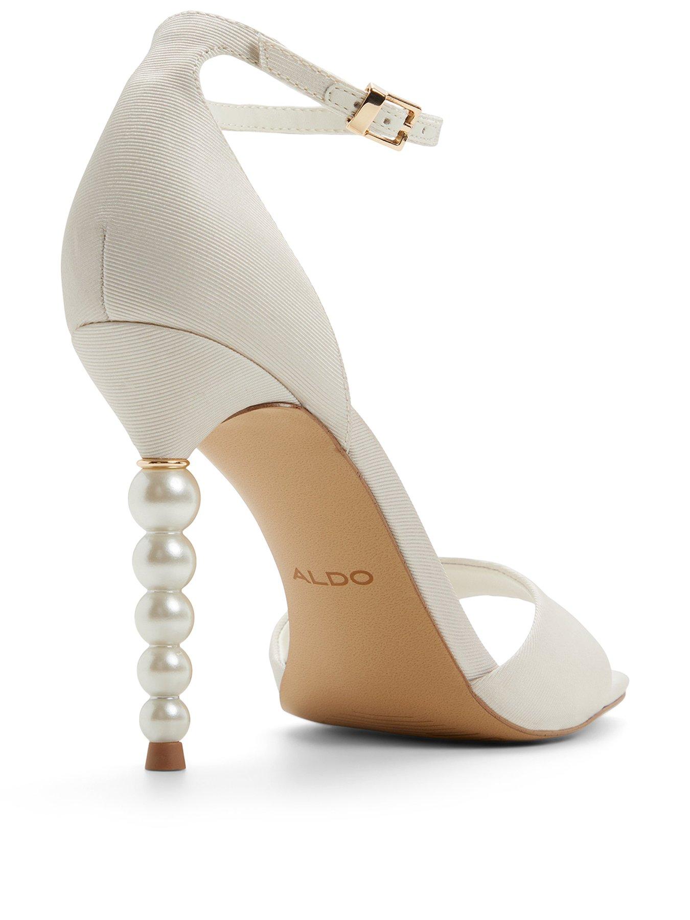 Image 3 of 5 of Aldo Pearletta Textile Heeled Sandals - White/bone