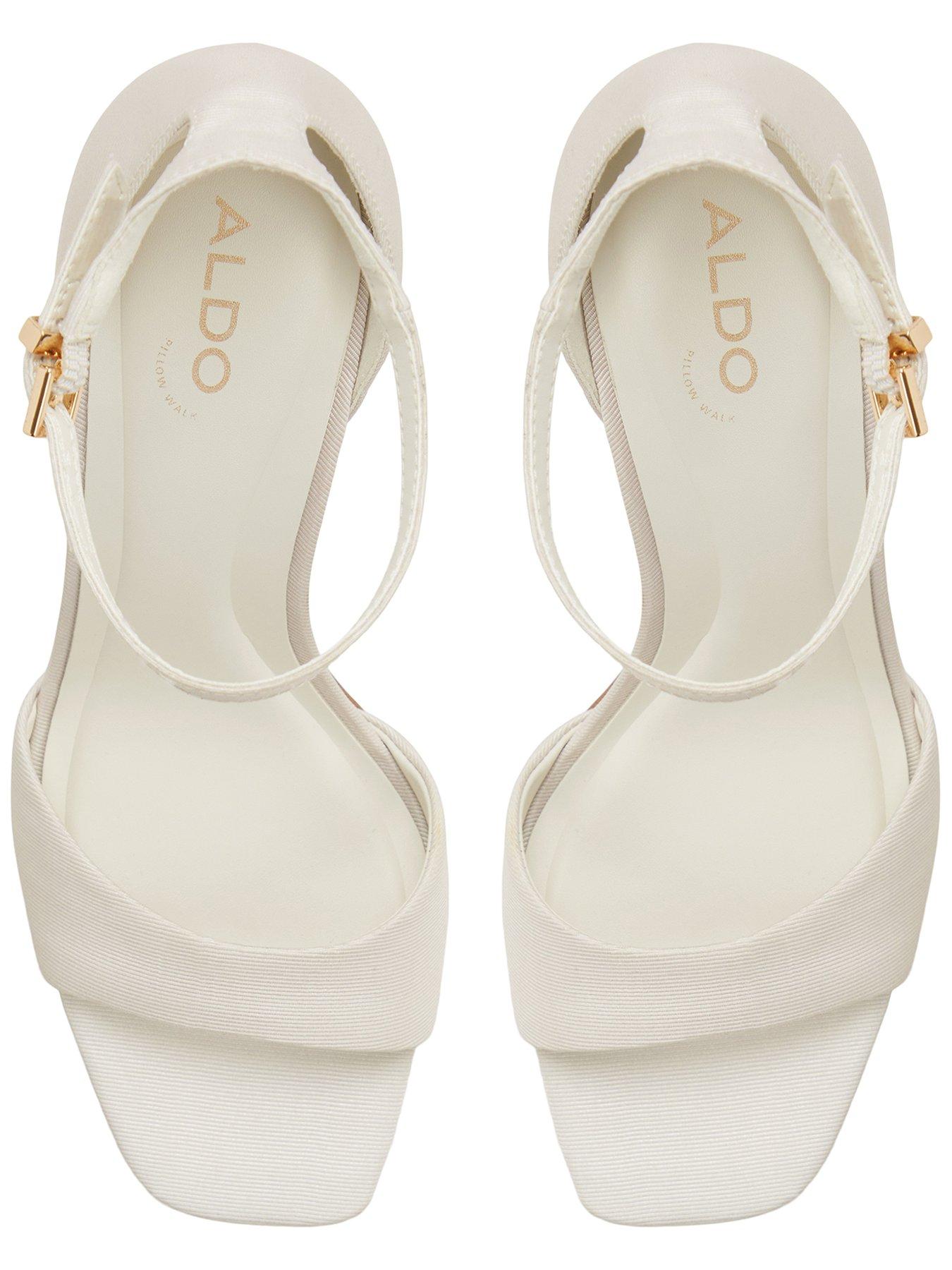 Image 4 of 5 of Aldo Pearletta Textile Heeled Sandals - White/bone