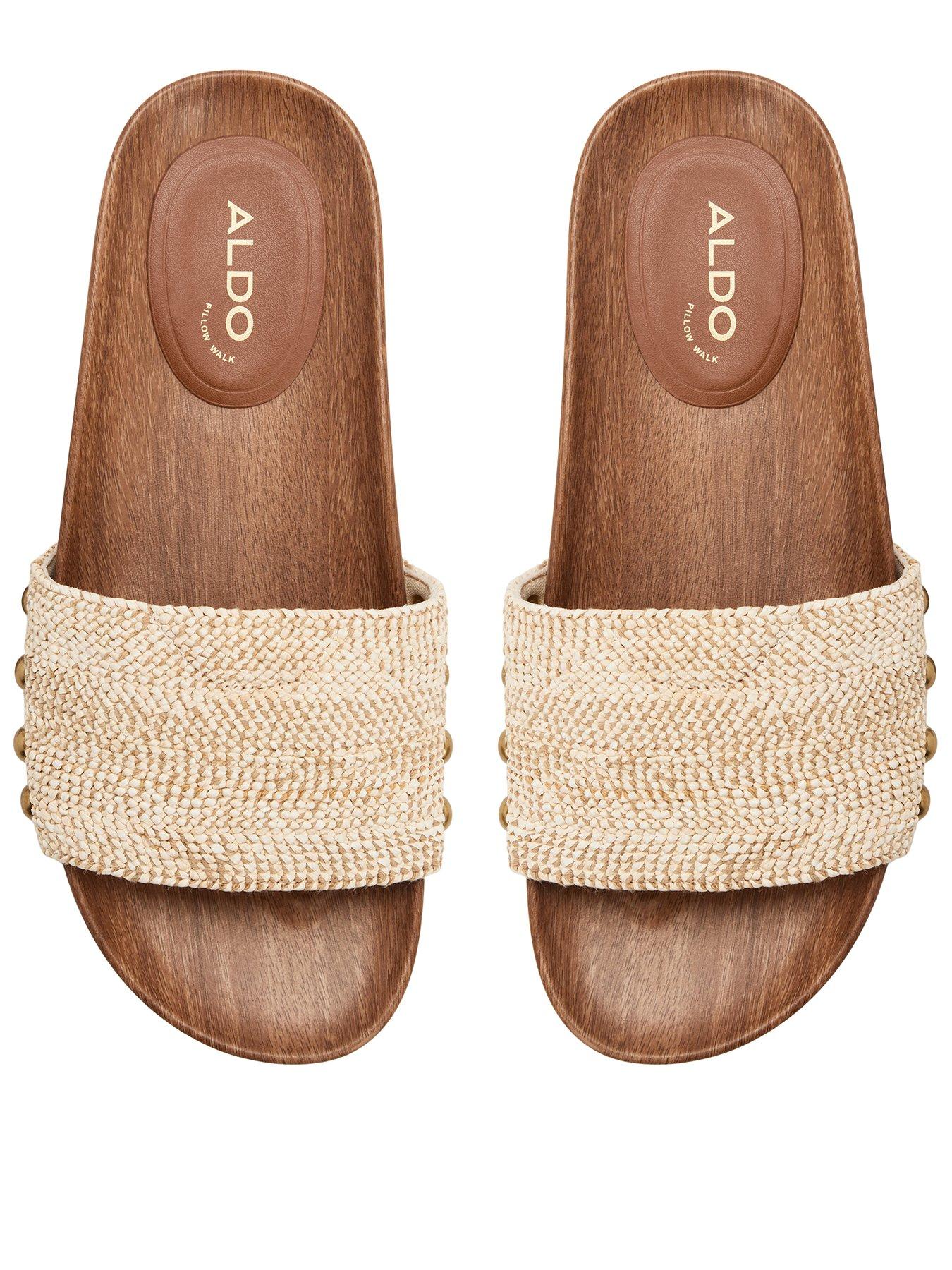 Image 1 of 5 of Aldo Rooted Textile Footbed Sandals - Light Beige