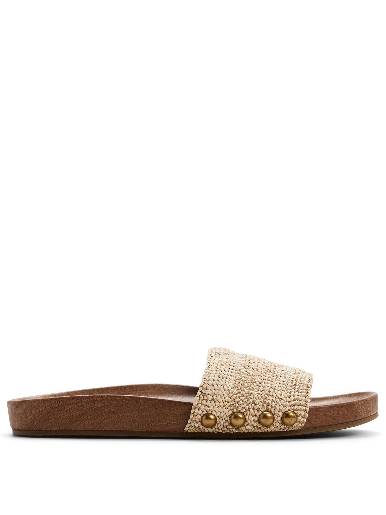 Image 2 of 5 of Aldo Rooted Textile Footbed Sandals - Light Beige