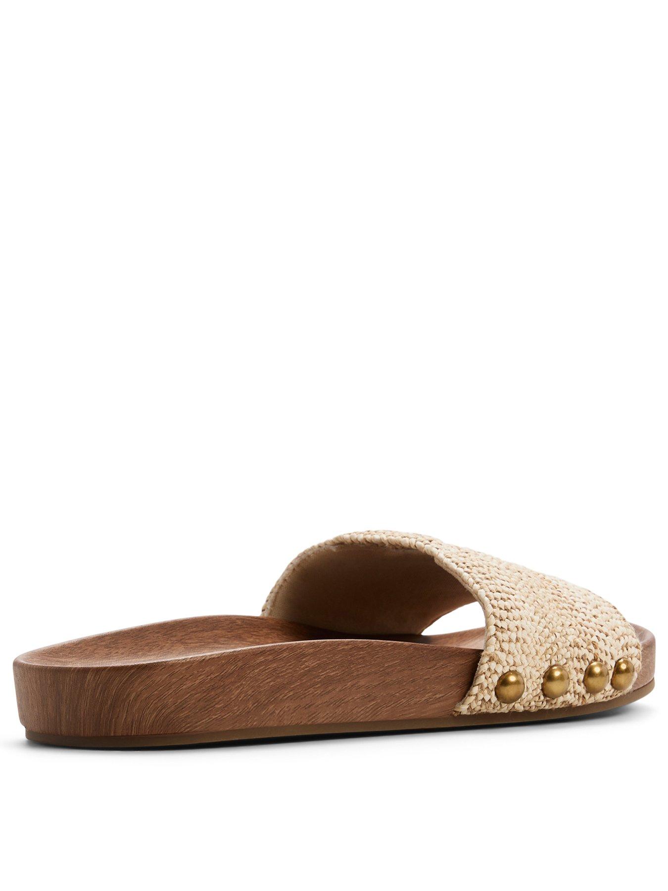 Image 3 of 5 of Aldo Rooted Textile Footbed Sandals - Light Beige