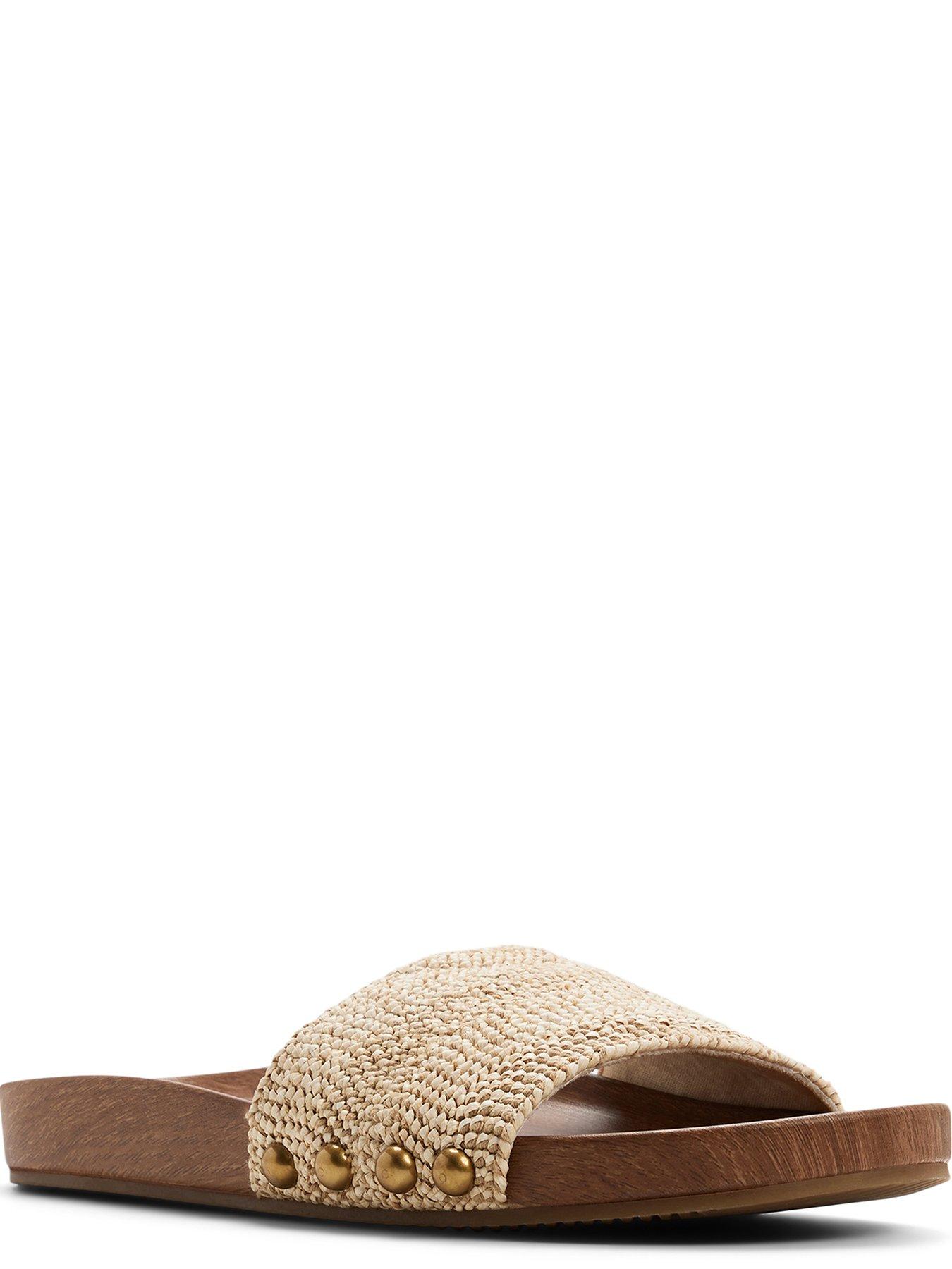 Image 4 of 5 of Aldo Rooted Textile Footbed Sandals - Light Beige