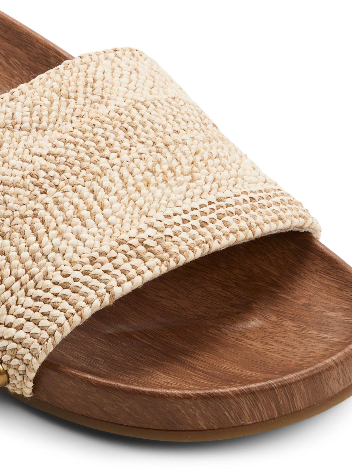 Image 5 of 5 of Aldo Rooted Textile Footbed Sandals - Light Beige