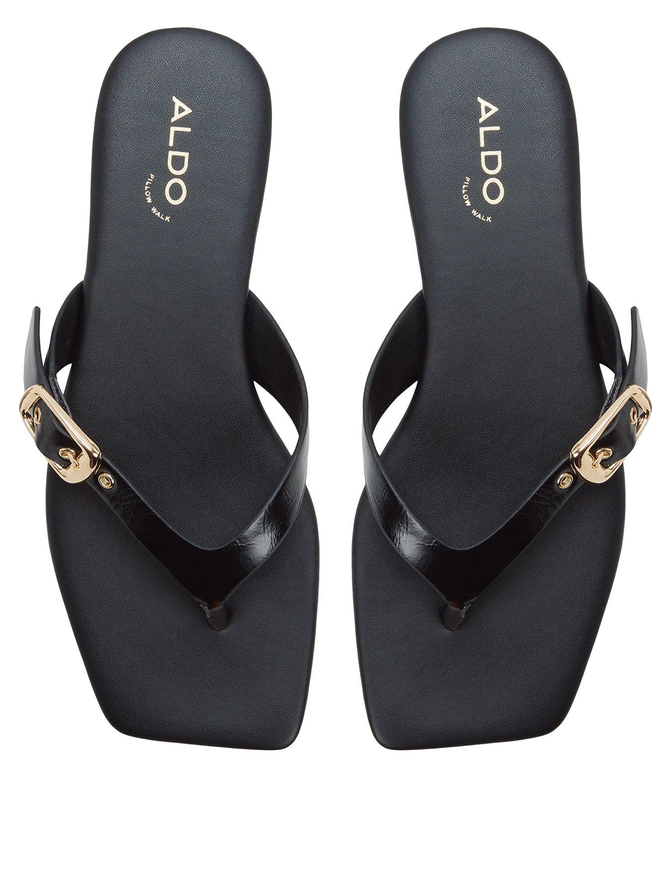 Image 1 of 5 of Aldo Leonnia Synthetic Flat Sandals - Black