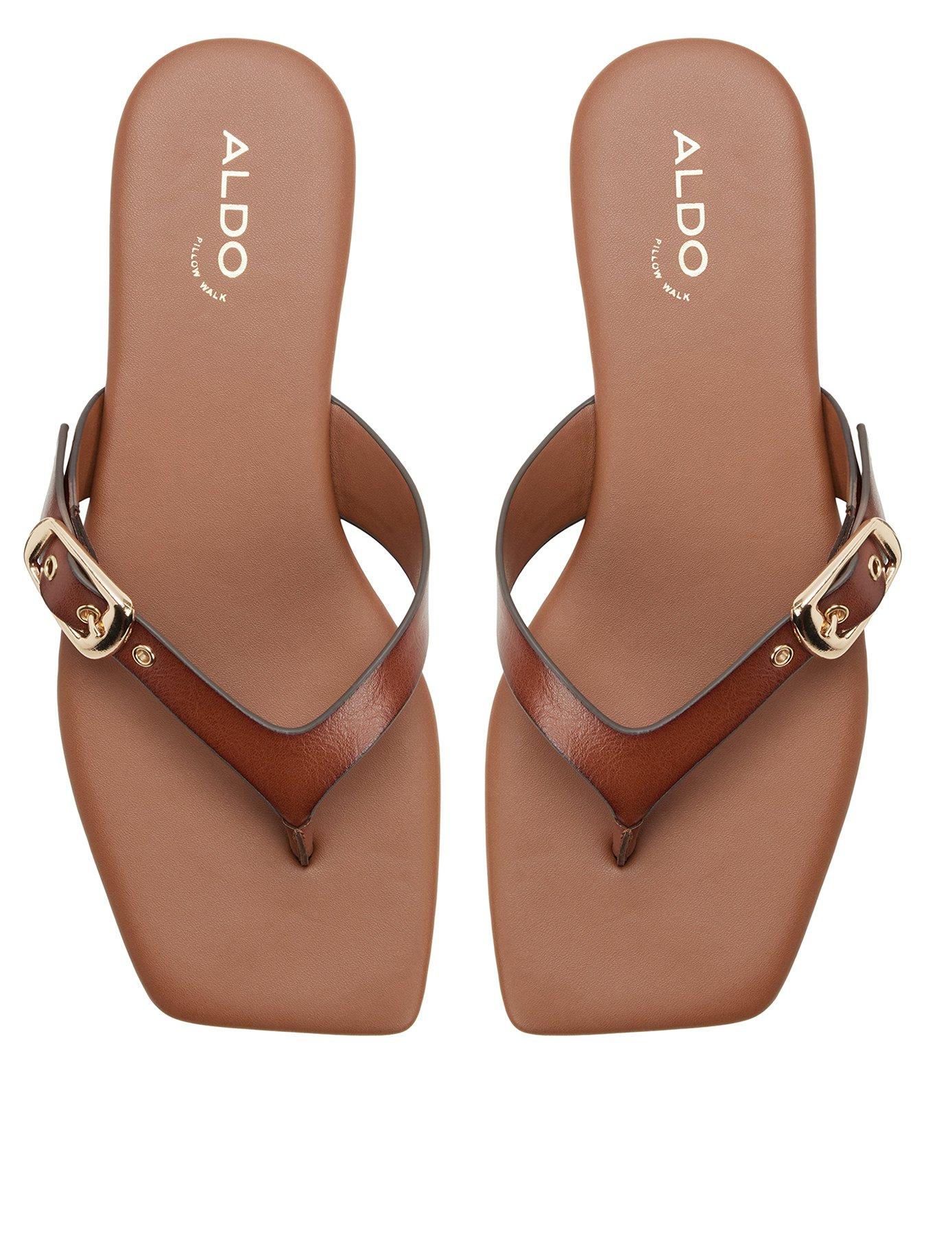 Image 1 of 5 of Aldo Leonnia Synthetic Flat Sandals - Medium Brown