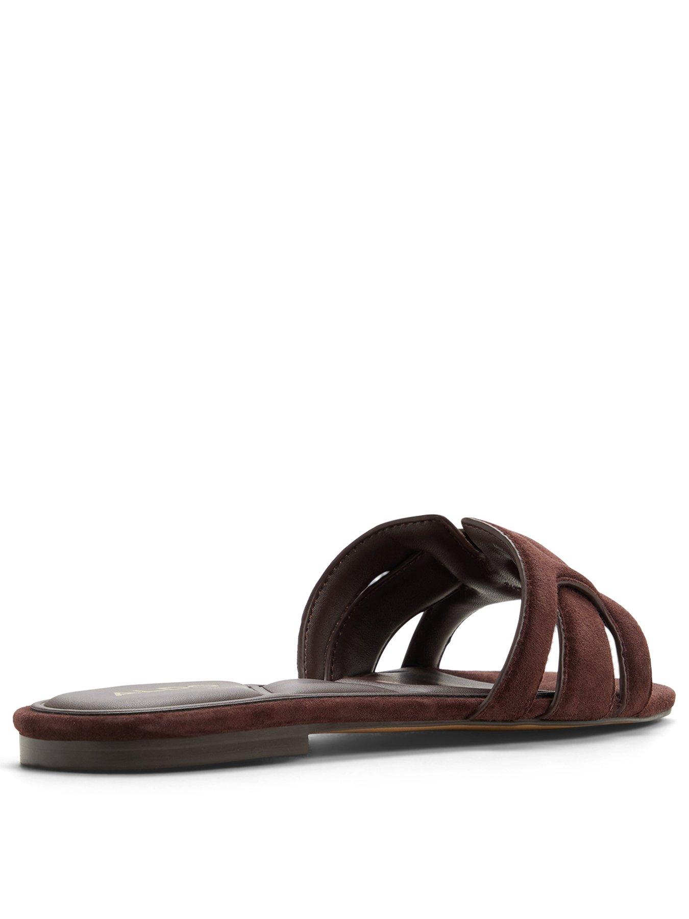 Image 3 of 5 of Aldo Elenaria Leather Flat Sandals - Dark Brown