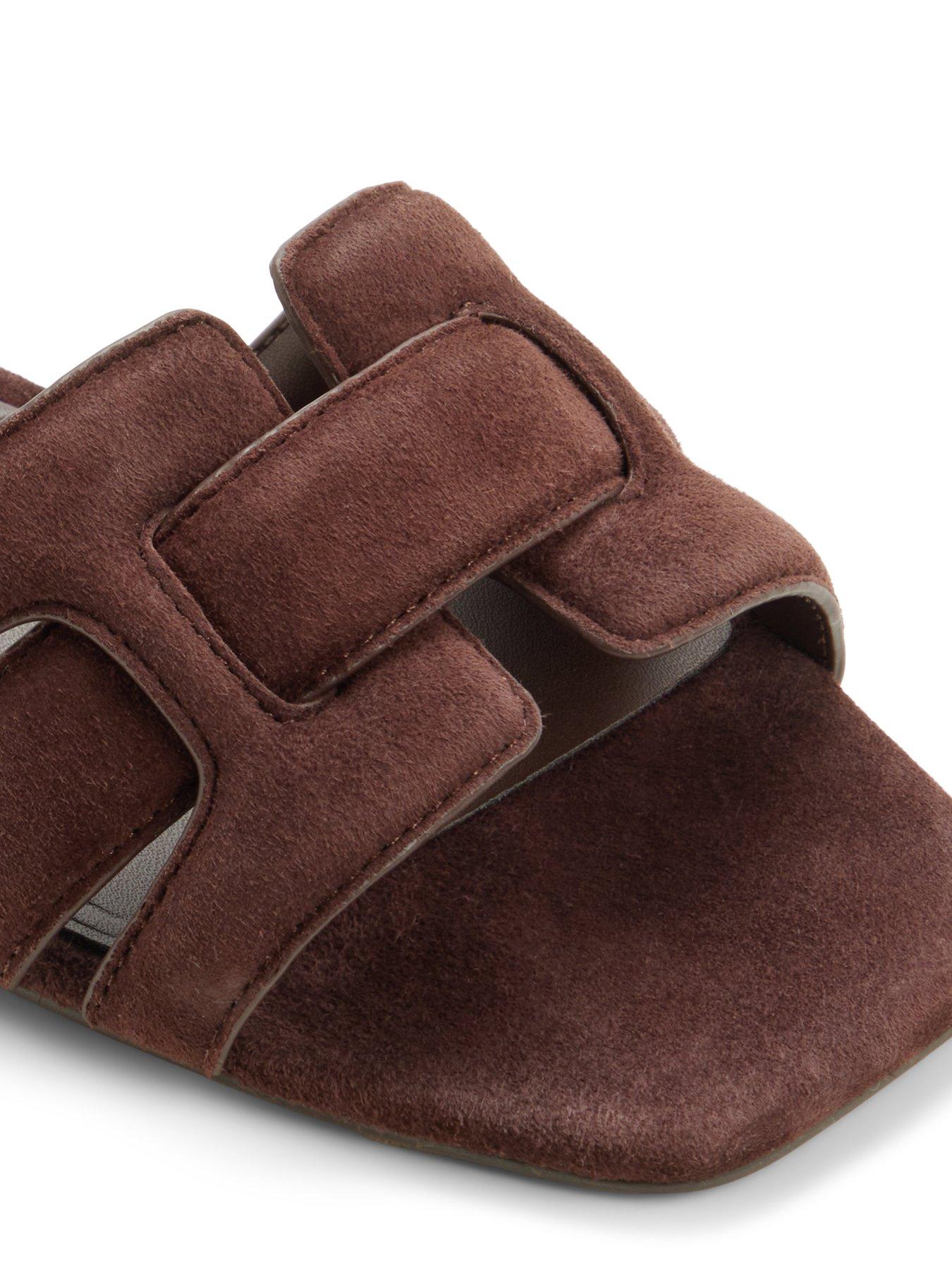 Image 5 of 5 of Aldo Elenaria Leather Flat Sandals - Dark Brown