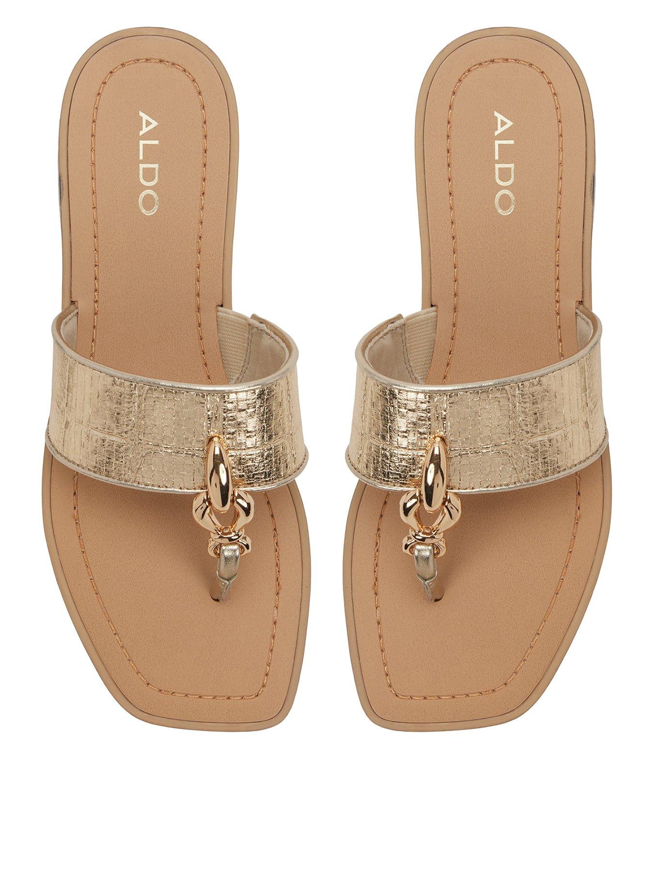 Image 1 of 5 of Aldo Madaline Synthetic Flat Sandals - Gold