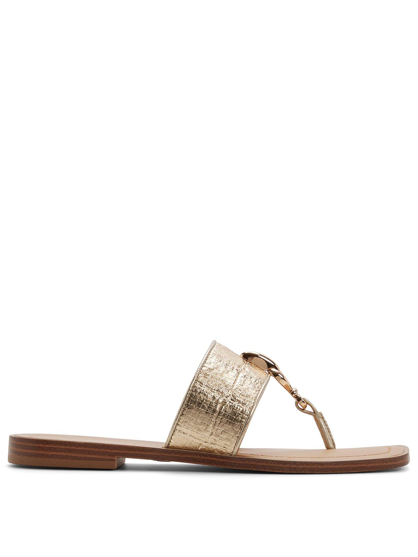 Image 2 of 5 of Aldo Madaline Synthetic Flat Sandals - Gold