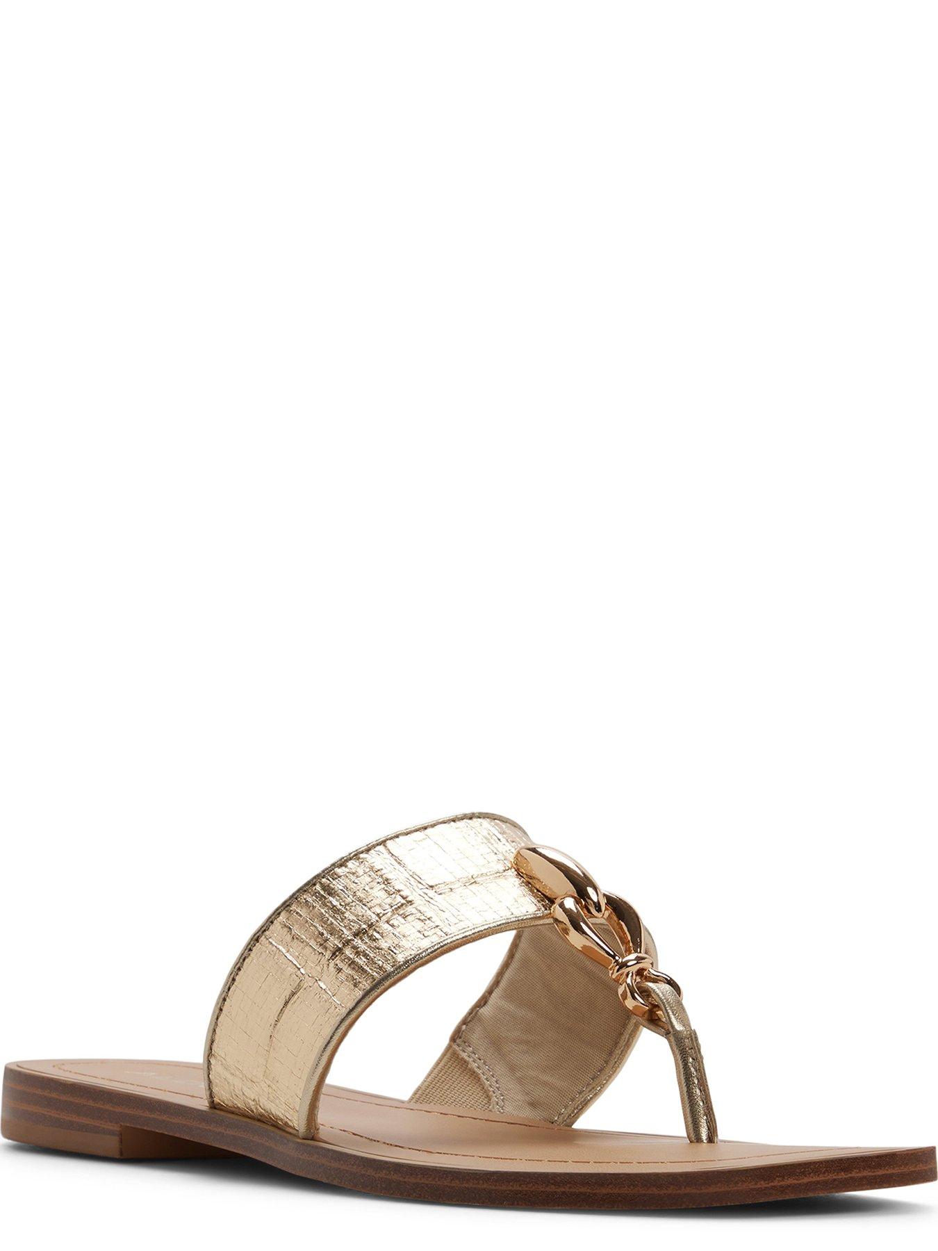 Image 4 of 5 of Aldo Madaline Synthetic Flat Sandals - Gold