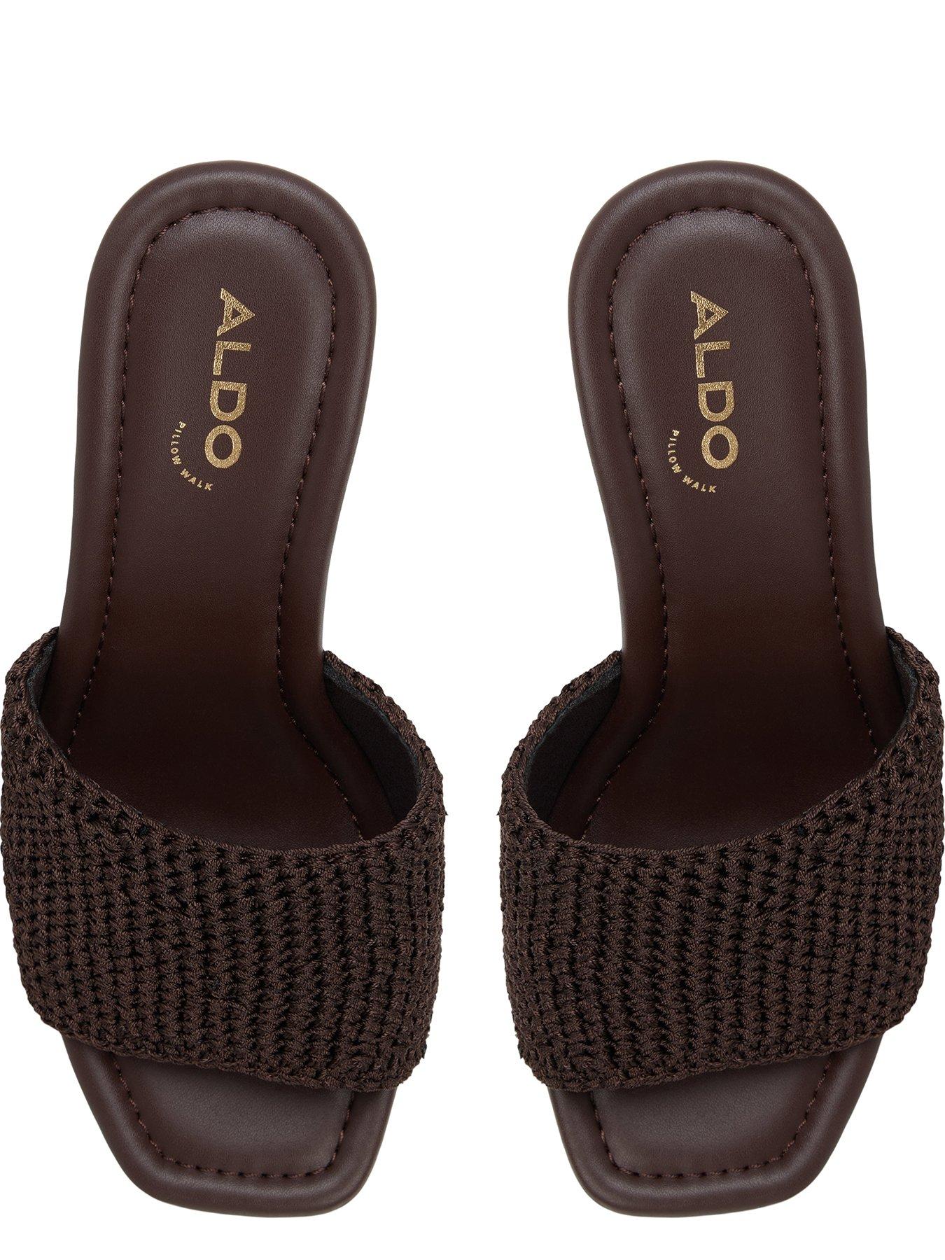 Image 4 of 5 of Aldo Grounded Textile Wedge Sandals - Dark Brown