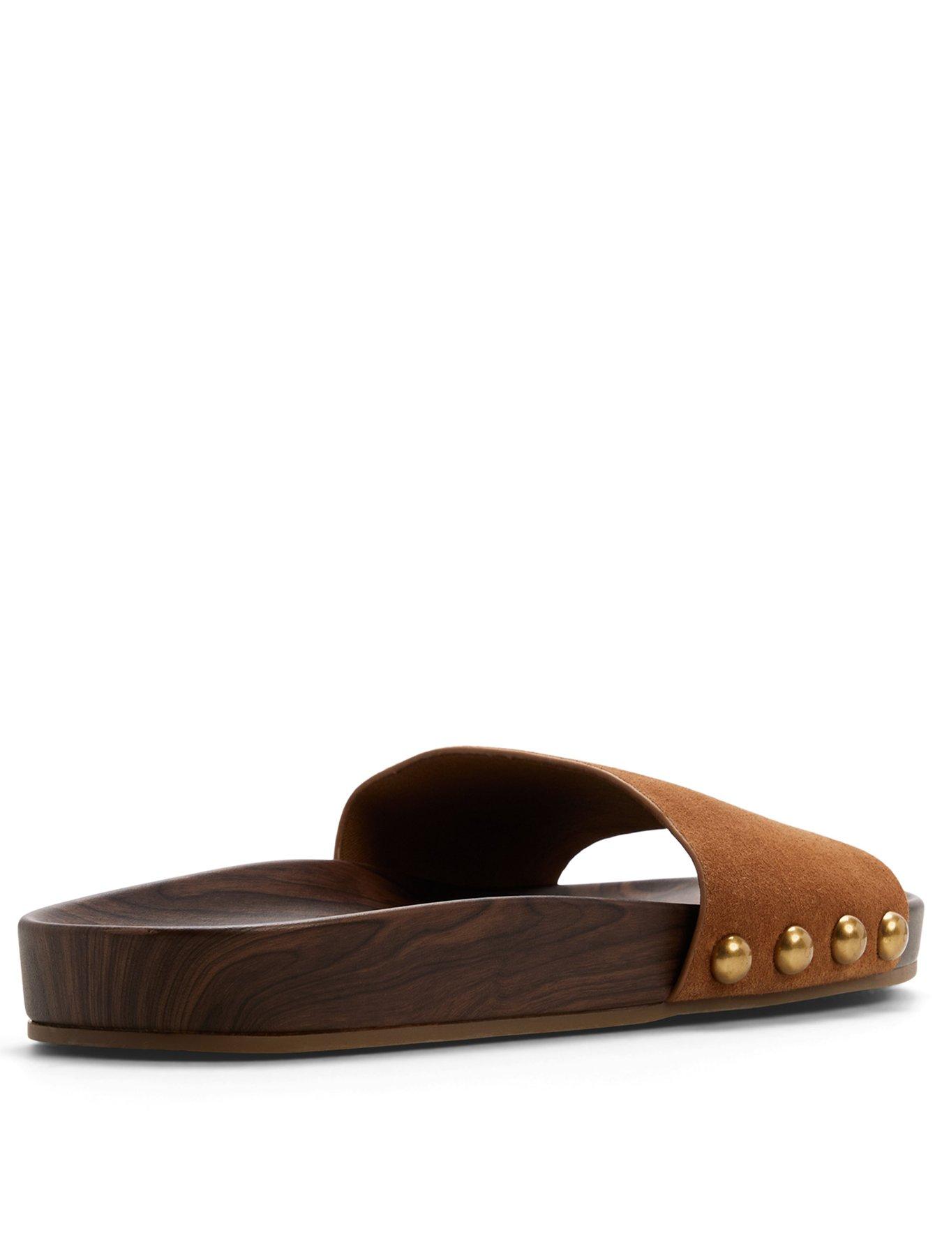 Image 3 of 6 of Aldo Rooted Leather Footbed Sandals - Light Brown
