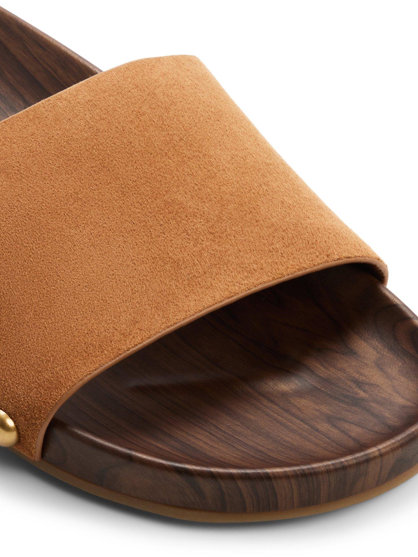 Image 6 of 6 of Aldo Rooted Leather Footbed Sandals - Light Brown