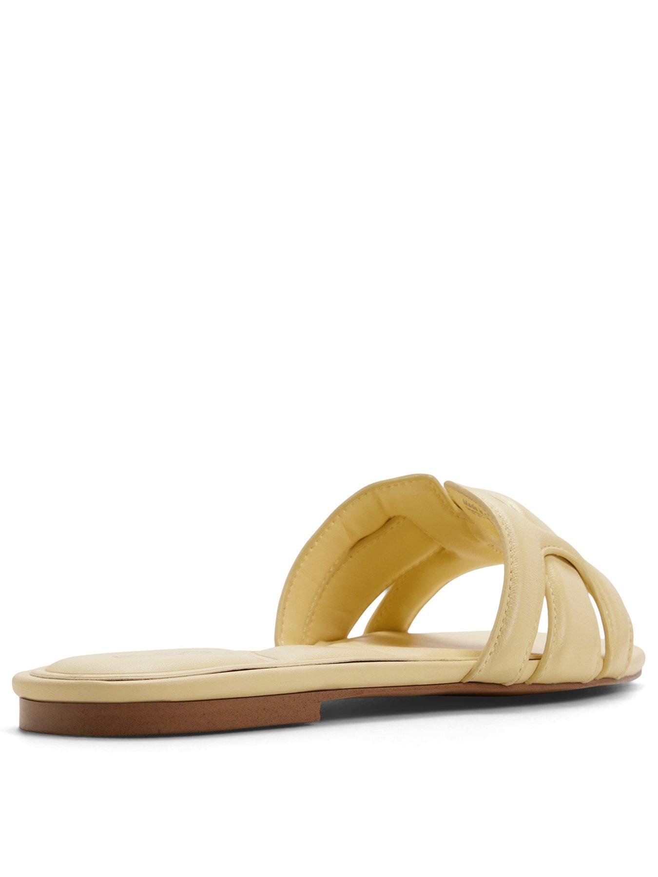 Image 3 of 5 of Aldo Elenaria Leather Flat Sandals - Light Yellow