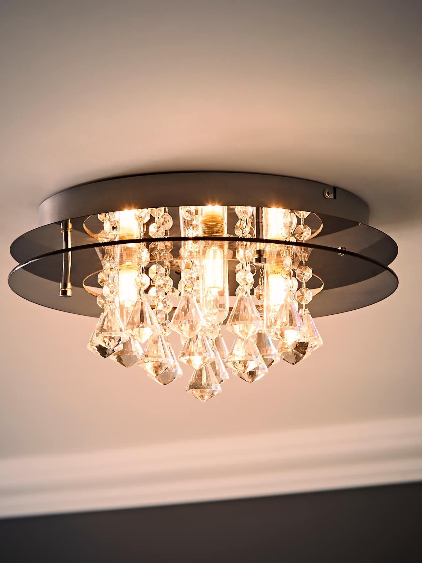 Image 4 of 6 of ValueLights Romano Crystal Droplet  Flush Ceiling Light