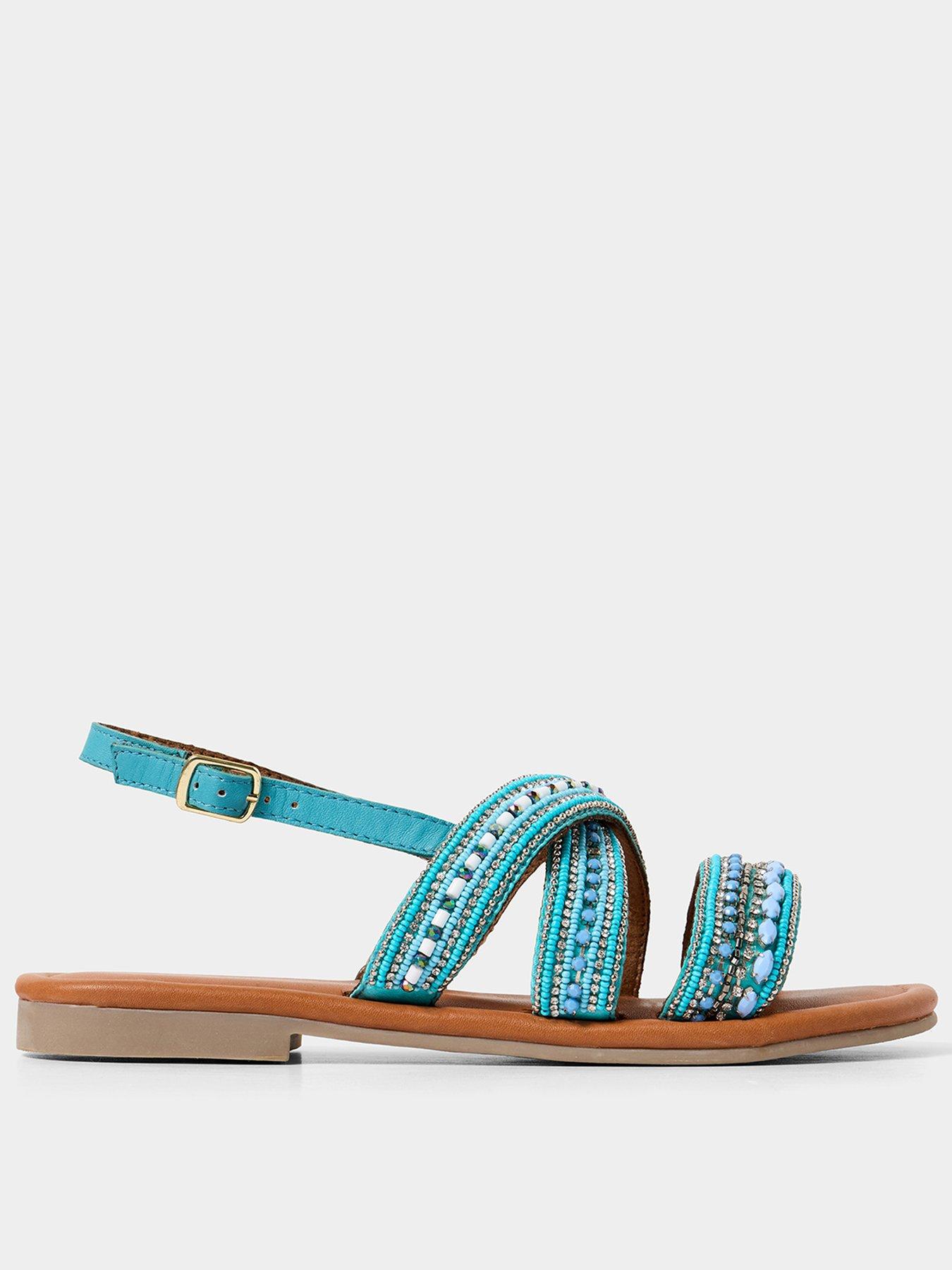 Joe Browns Santorini Beaded Leather Sandal - Blue