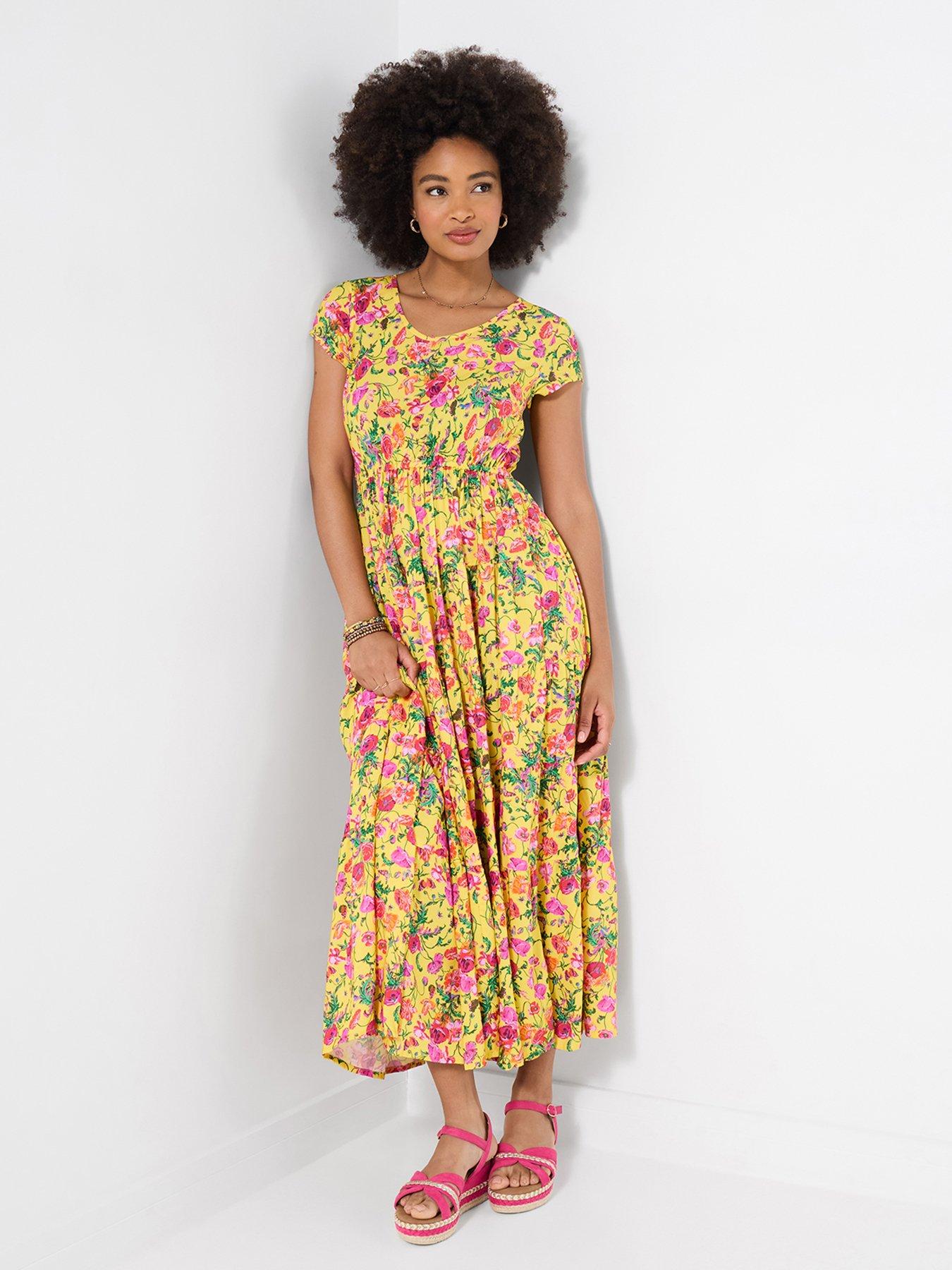 Joe Browns Camilla Petite Printed Maxi Dress - Yellow