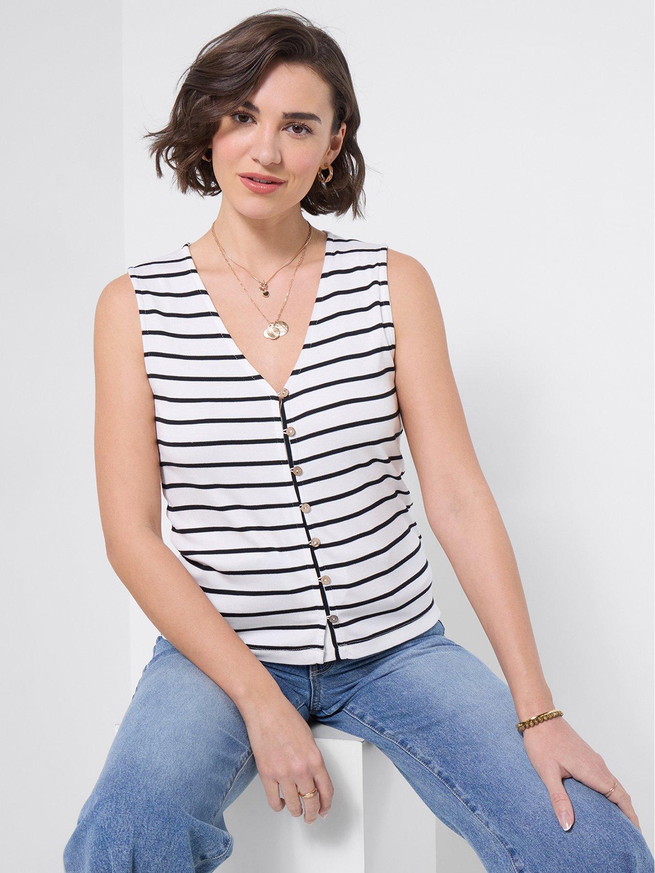 Image 1 of 5 of Joe Browns Florence Button Front Jersey Waistcoat - White