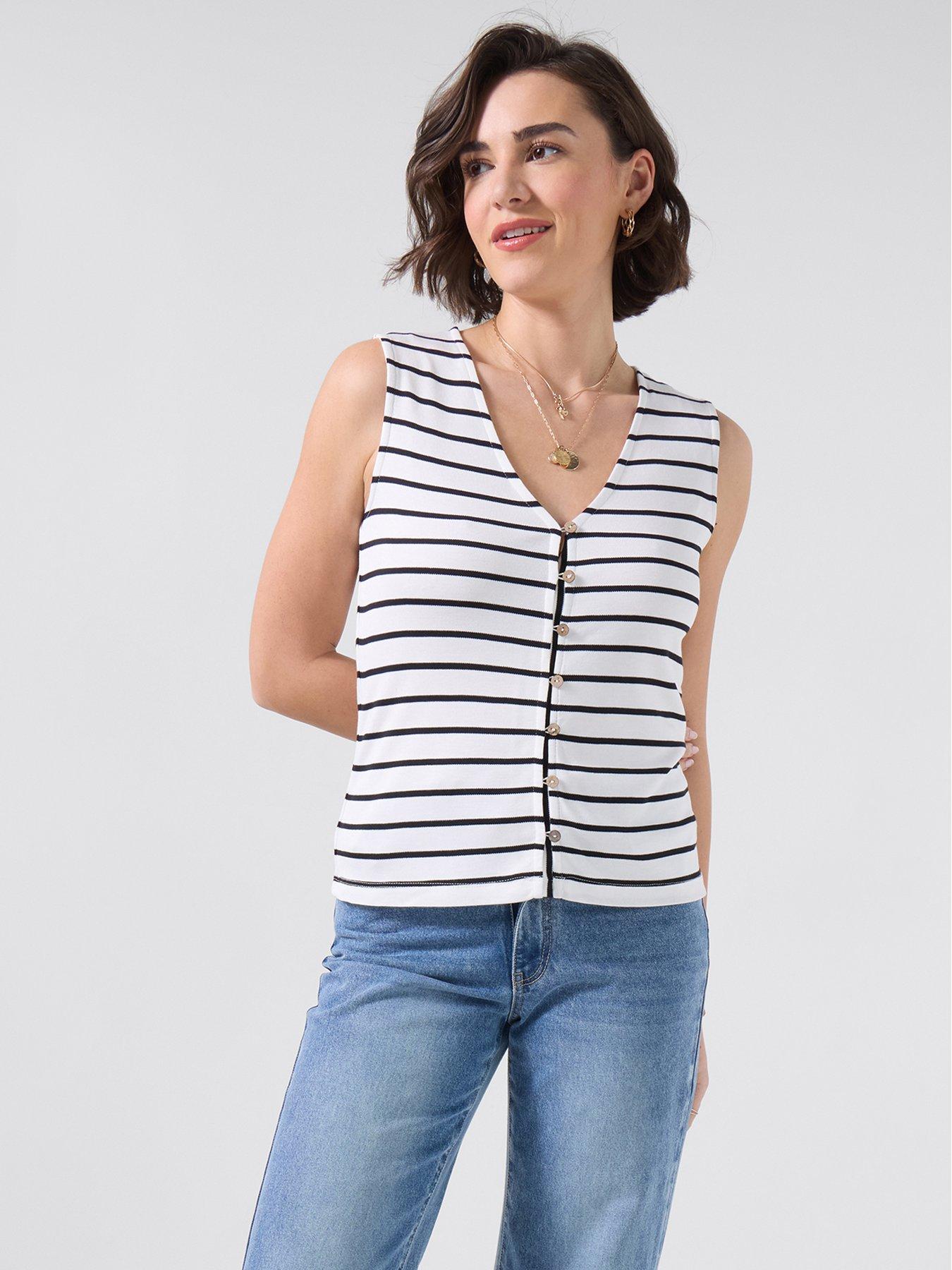 Image 3 of 5 of Joe Browns Florence Button Front Jersey Waistcoat - White