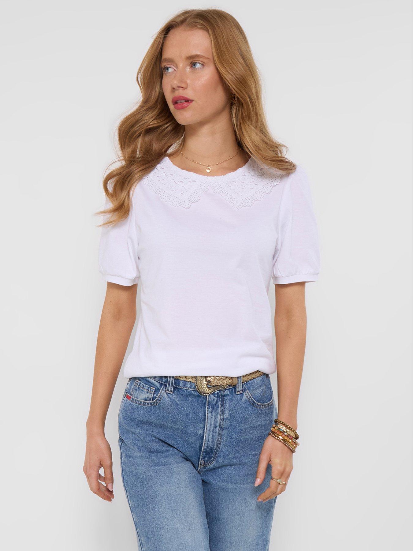 Joe Browns Tilly Lace Collar T-Shirt - White