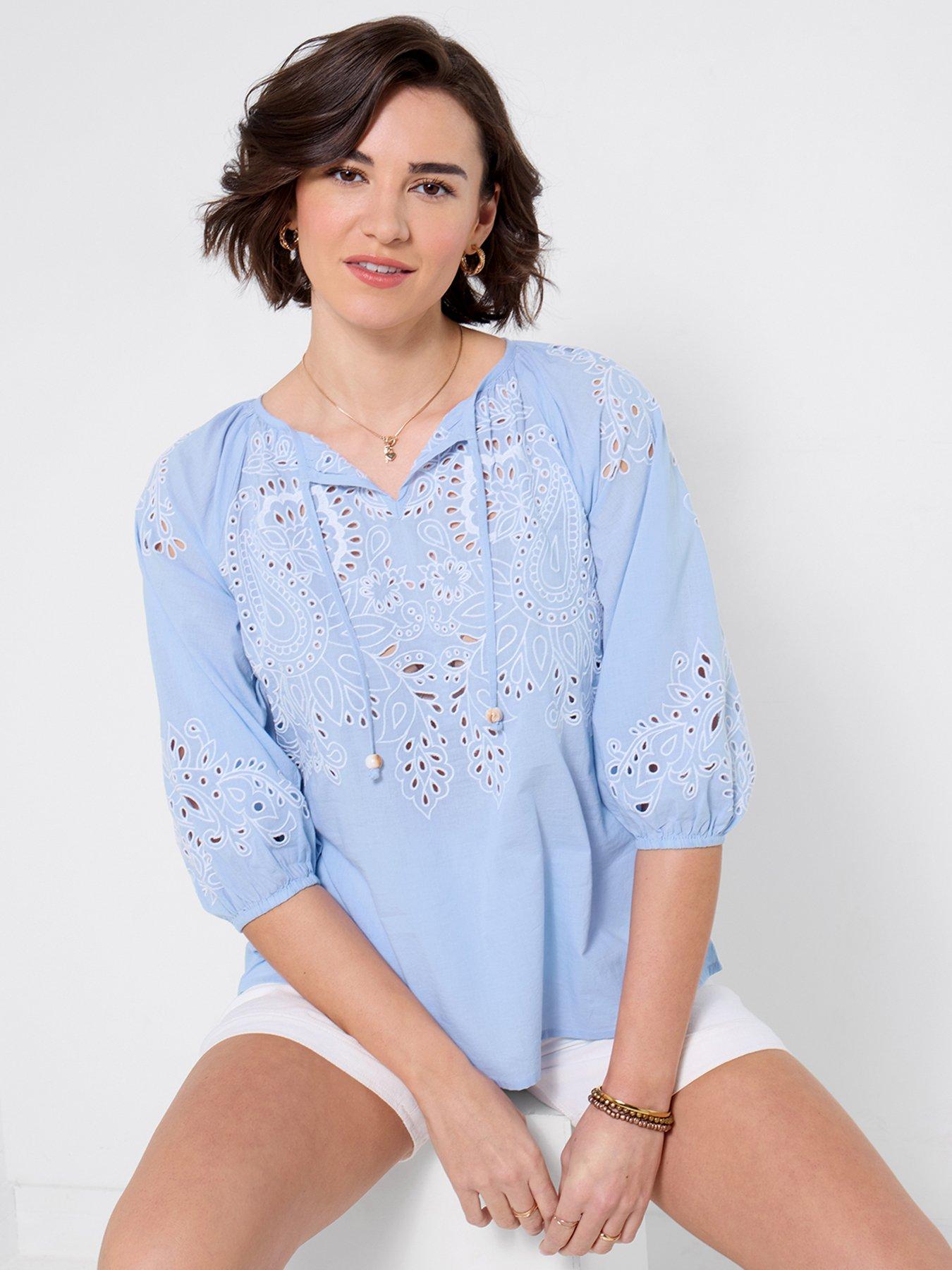  image of joe-browns-skies-embroidered-top-blue