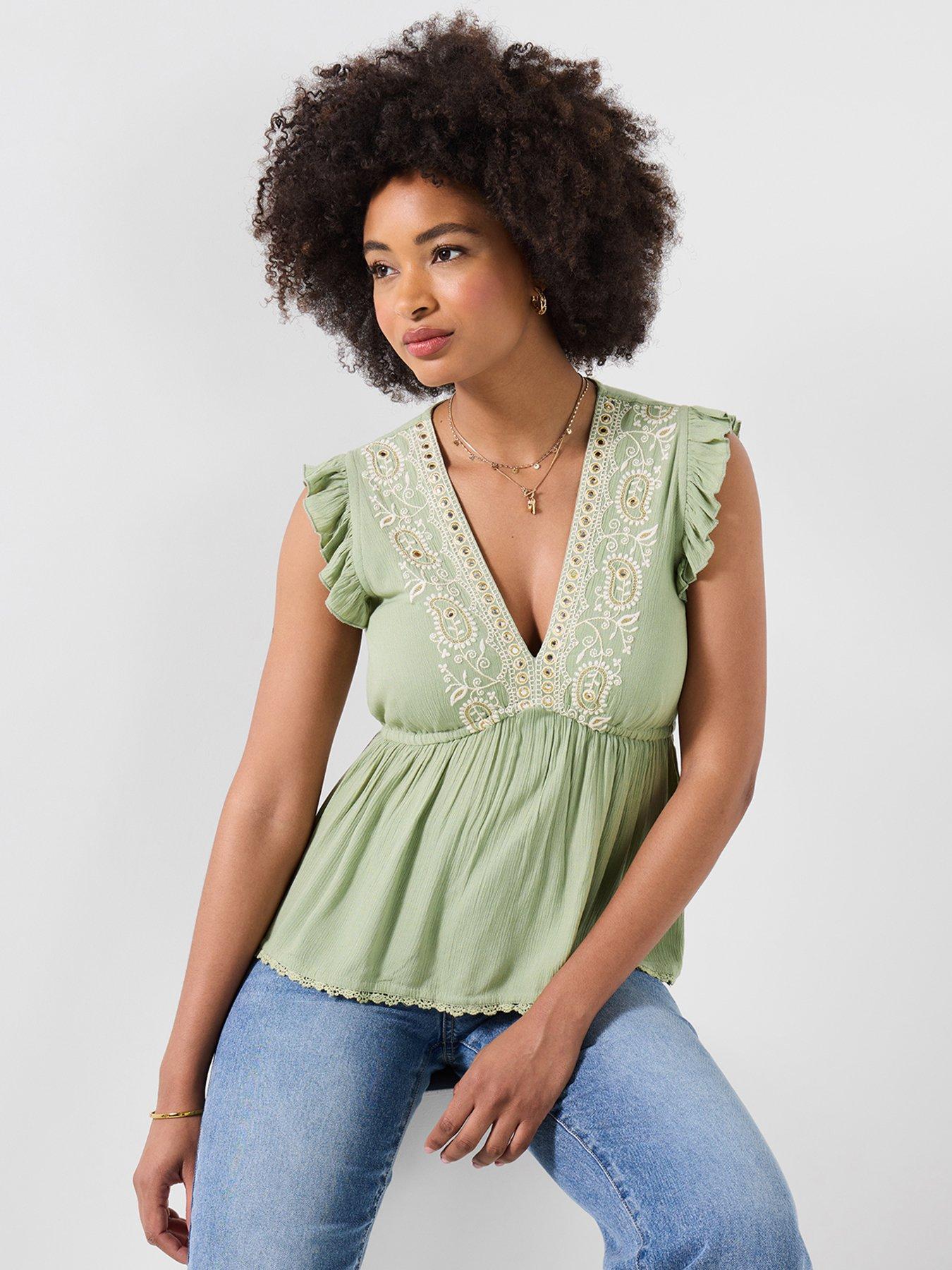 Joe Browns Francesca Embroidered Top - Green