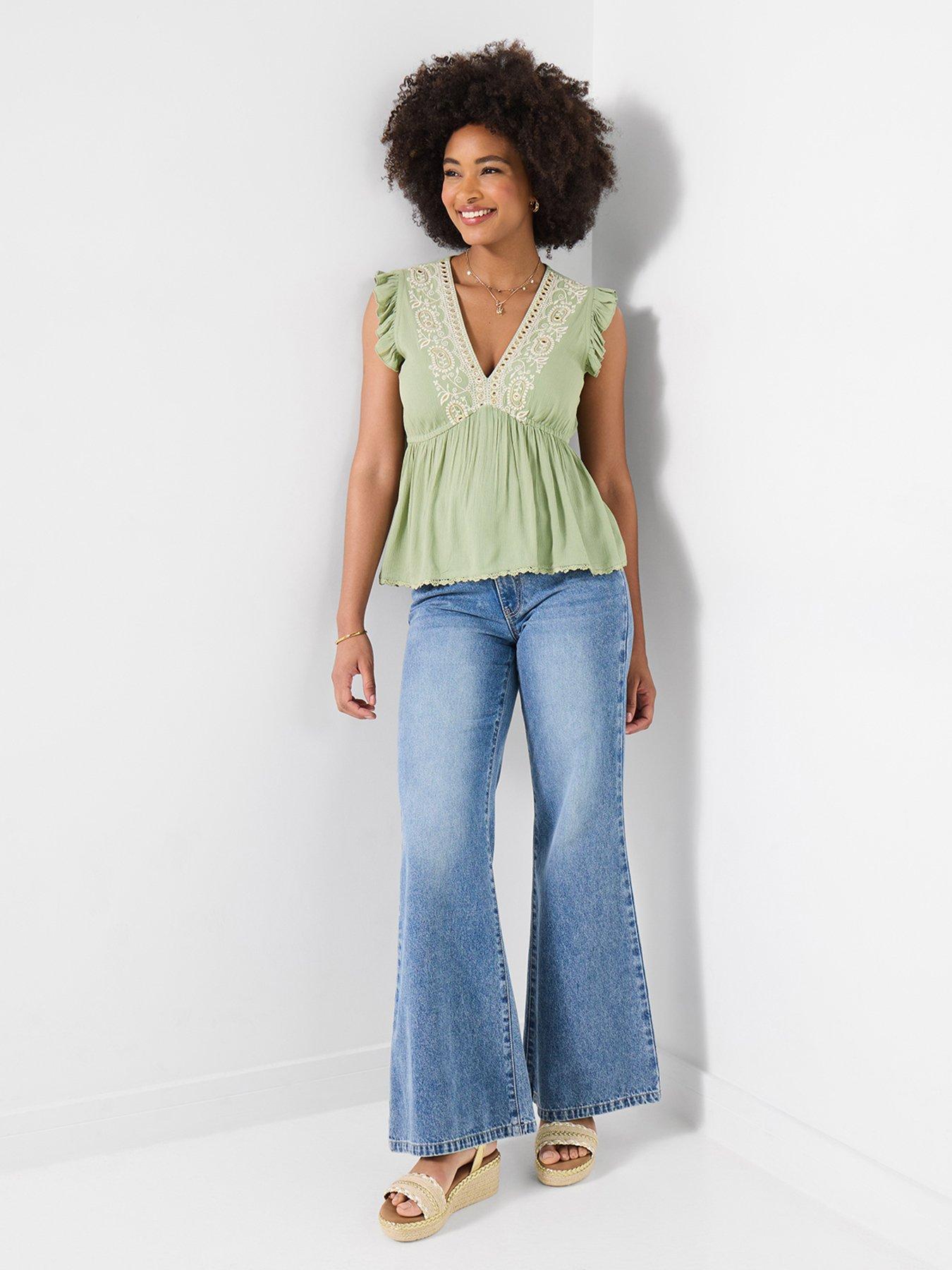 image of joe-browns-francesca-embroidered-top-green