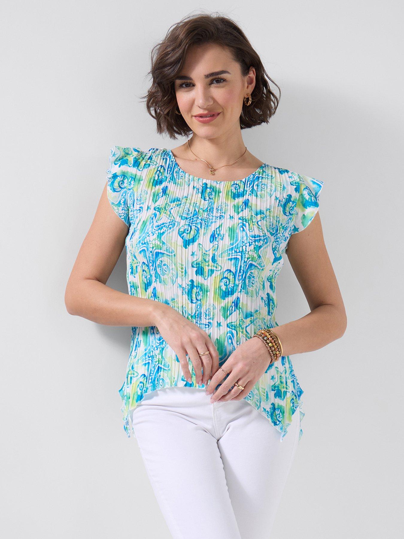 Joe Browns Clear Waters Printed Plisse Top - Blue