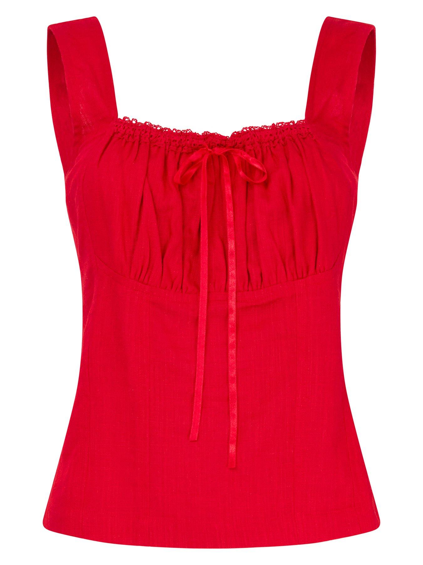  image of joe-browns-linen-blend-summer-top-red