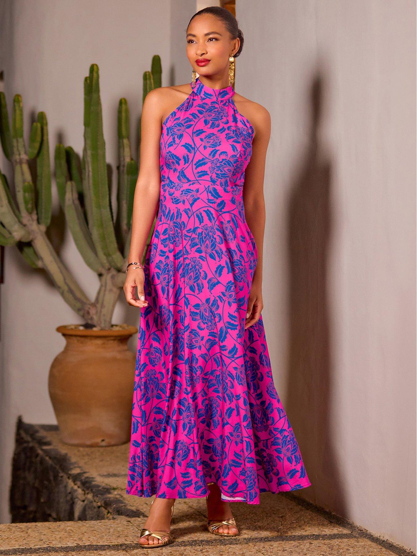 Joe Browns Remarkable Printed Halter Neck Dress - Pink