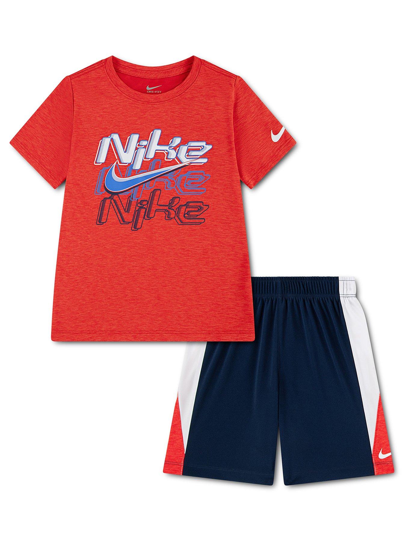 Nike Boys Dropset Icon Short Set - Blue/Red