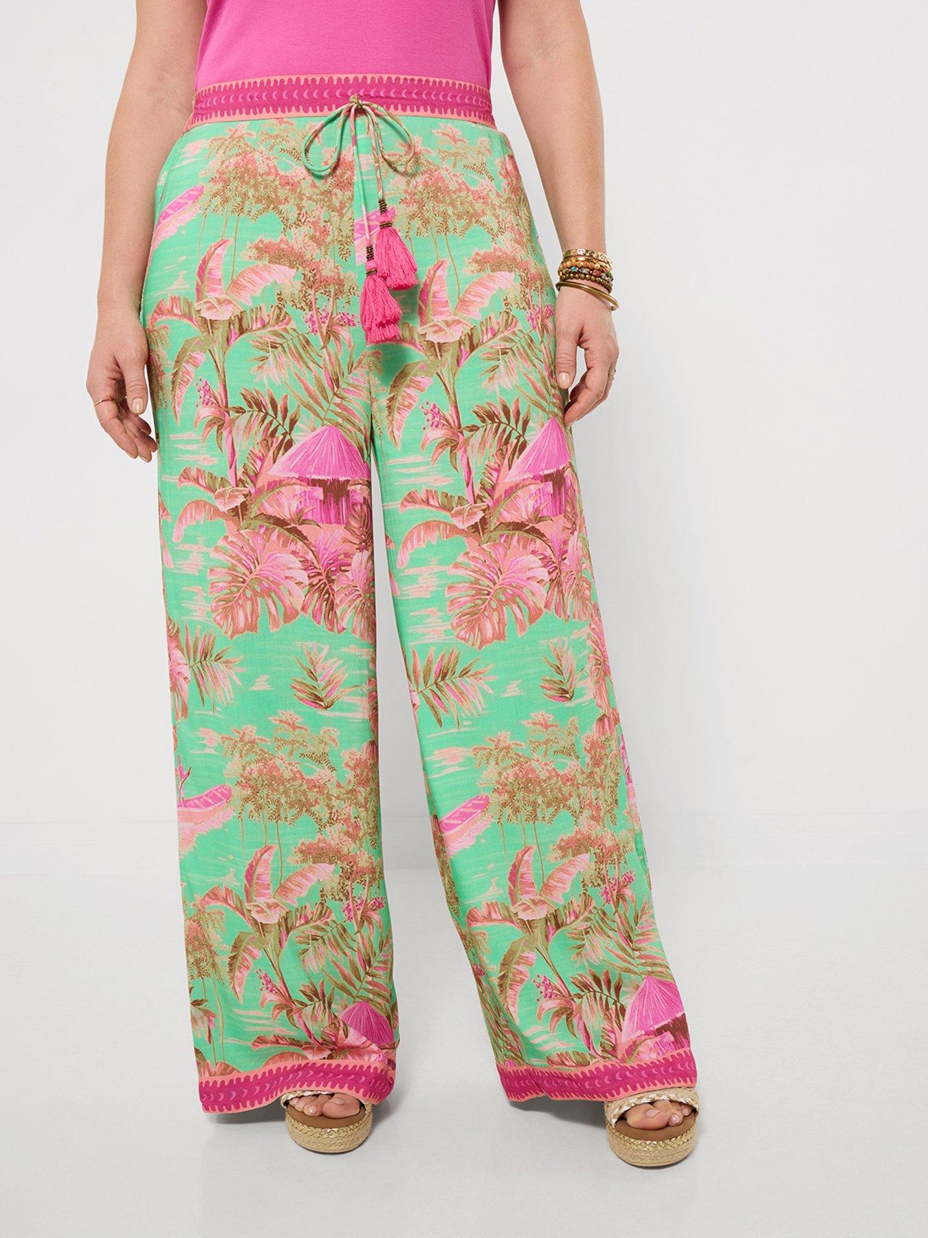 Image 1 of 6 of Joe Browns Summer Scenes Wide Leg Trousers - Green