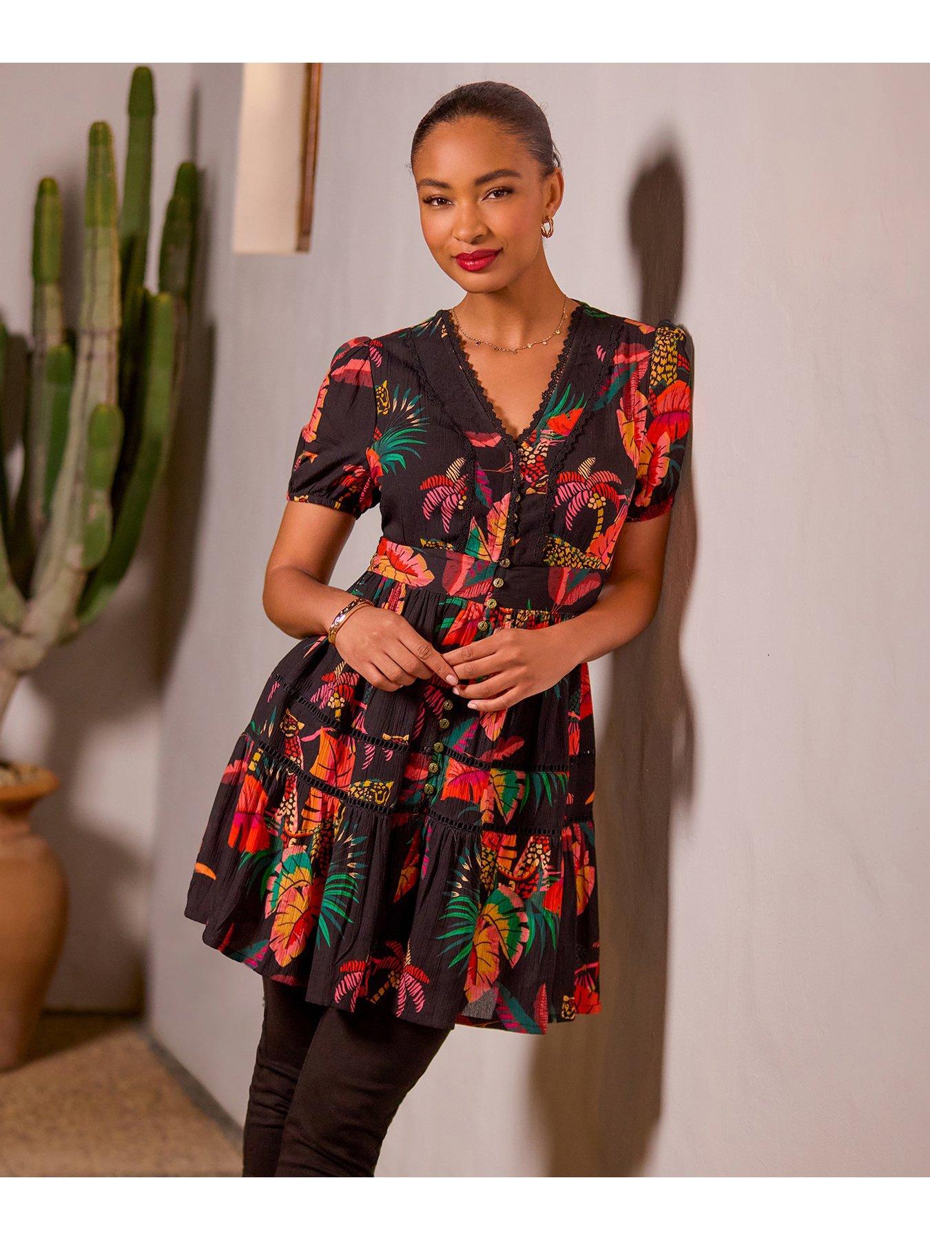 Joe Browns Tropical Paradise Tunic Dress - Black
