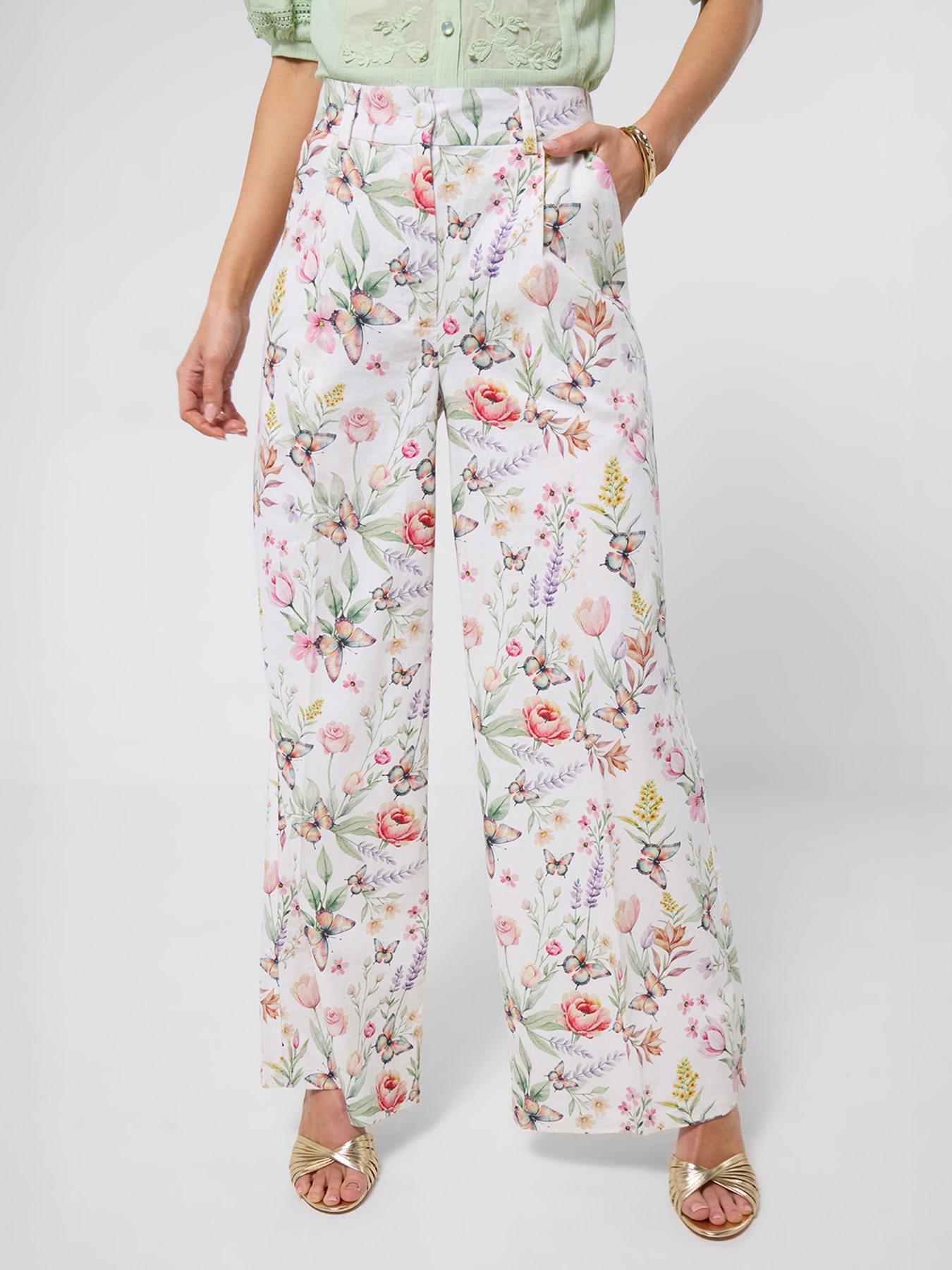 Joe Browns Beautiful Butterfly Linen Blend Trousers - White