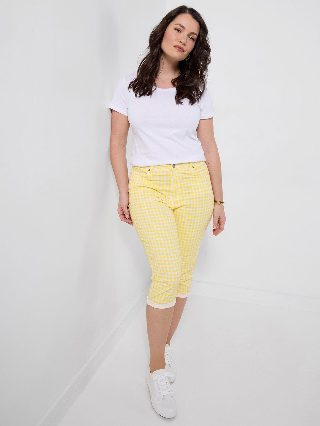 Joe Browns Summer Sunshine Gingham Capri Pants - Yellow