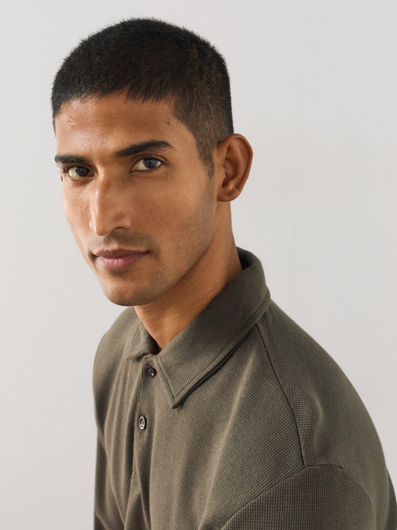 Image 4 of 7 of The Very Collection Pure Cotton Waffle Polo Top&nbsp;- Khaki