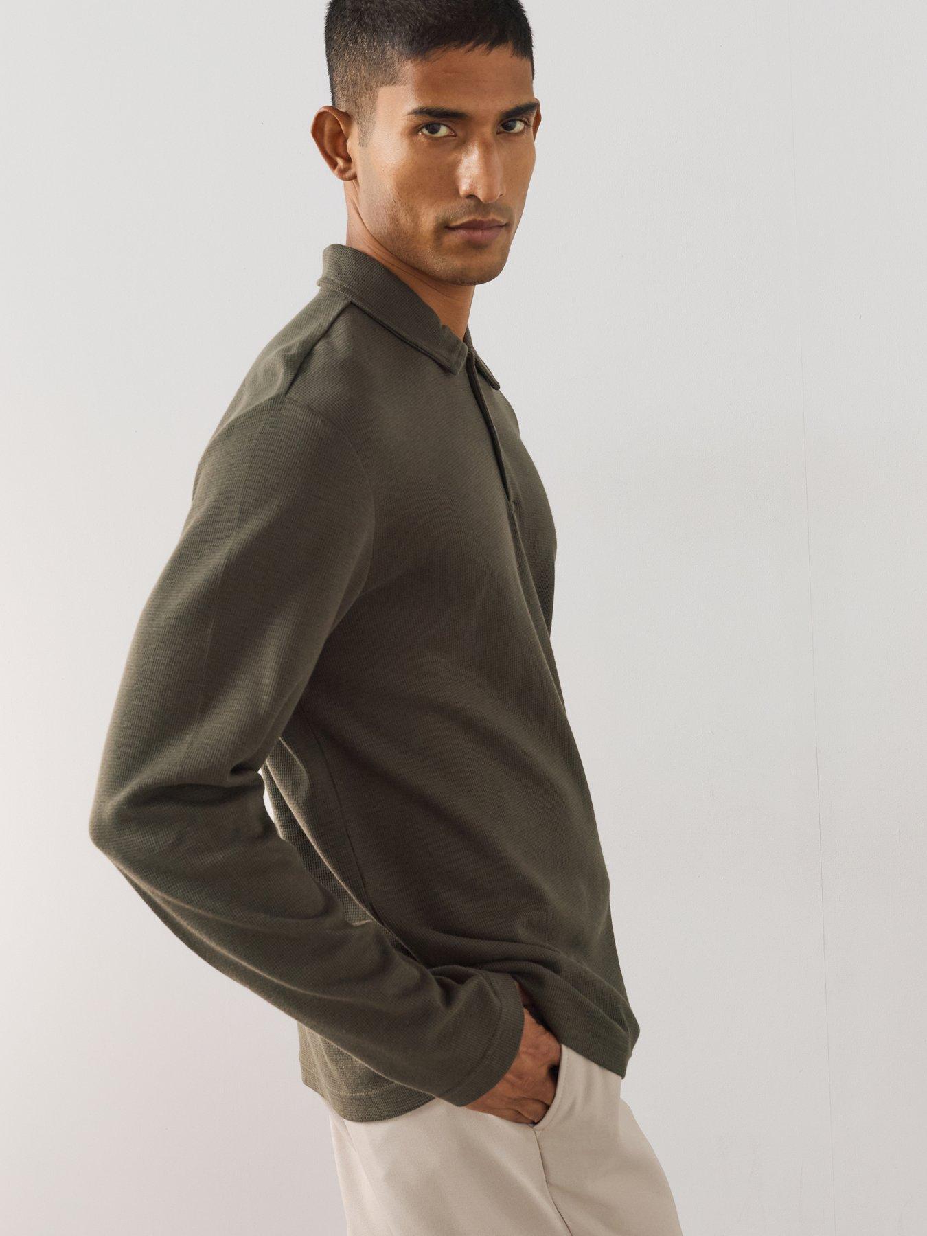 Image 5 of 7 of The Very Collection Pure Cotton Waffle Polo Top&nbsp;- Khaki