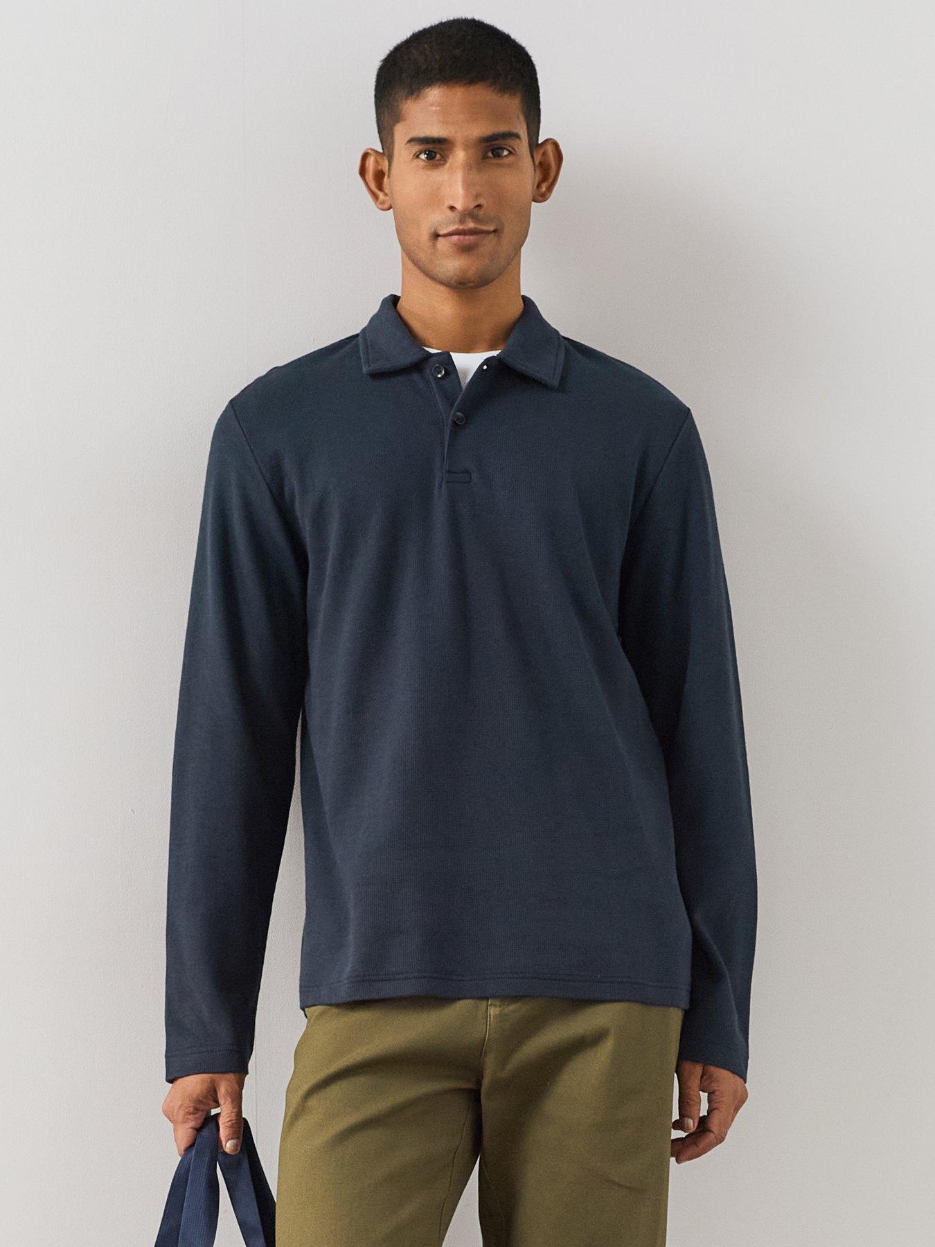 Image 1 of 7 of The Very Collection 100% Cotton Waffle Polo Top - Navy