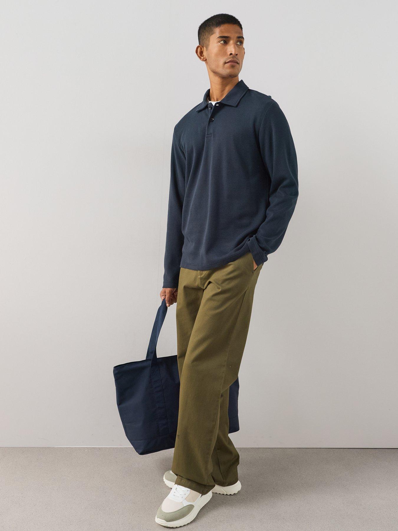 Image 3 of 7 of The Very Collection 100% Cotton Waffle Polo Top - Navy