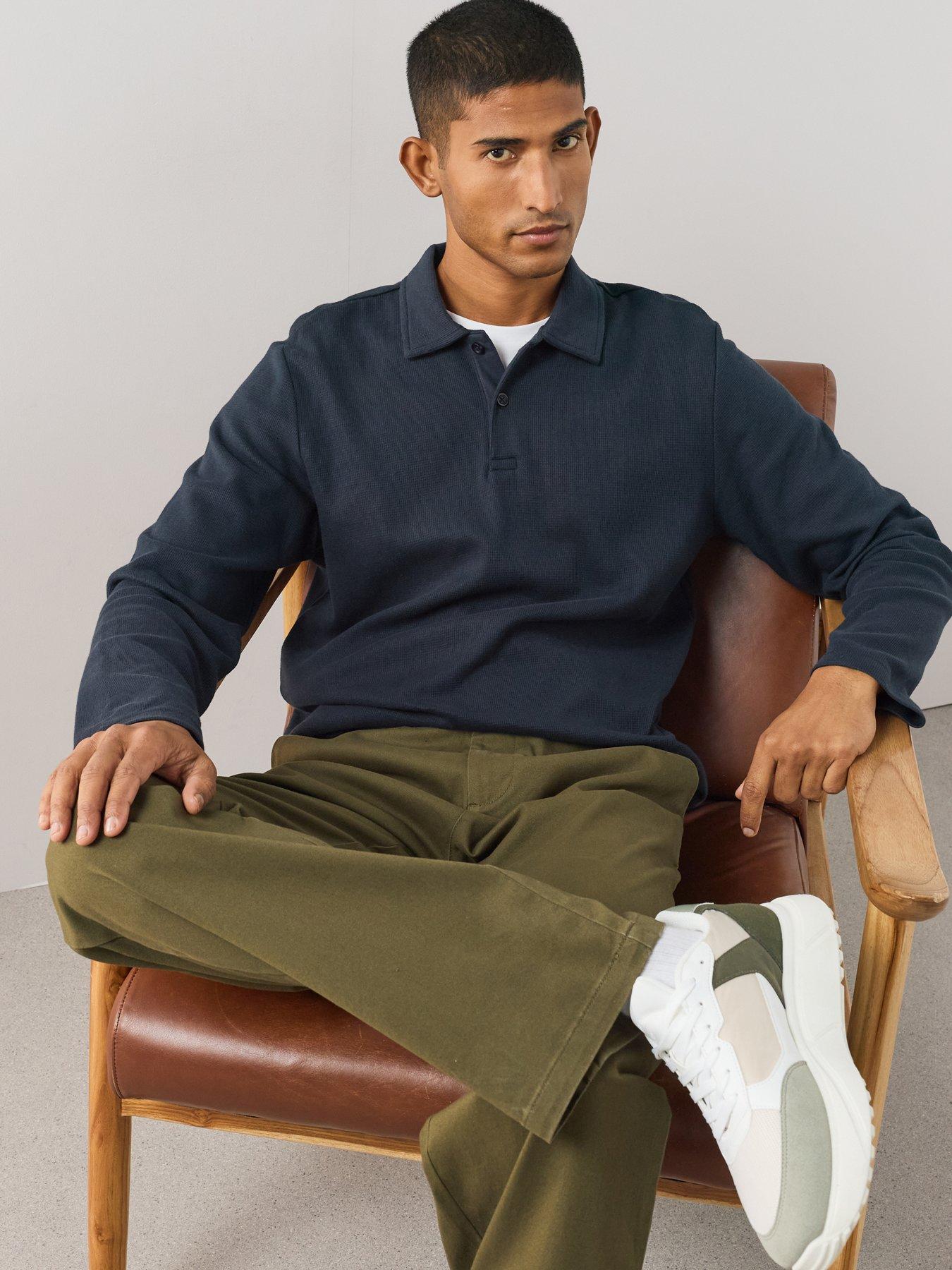 Image 4 of 7 of The Very Collection 100% Cotton Waffle Polo Top - Navy